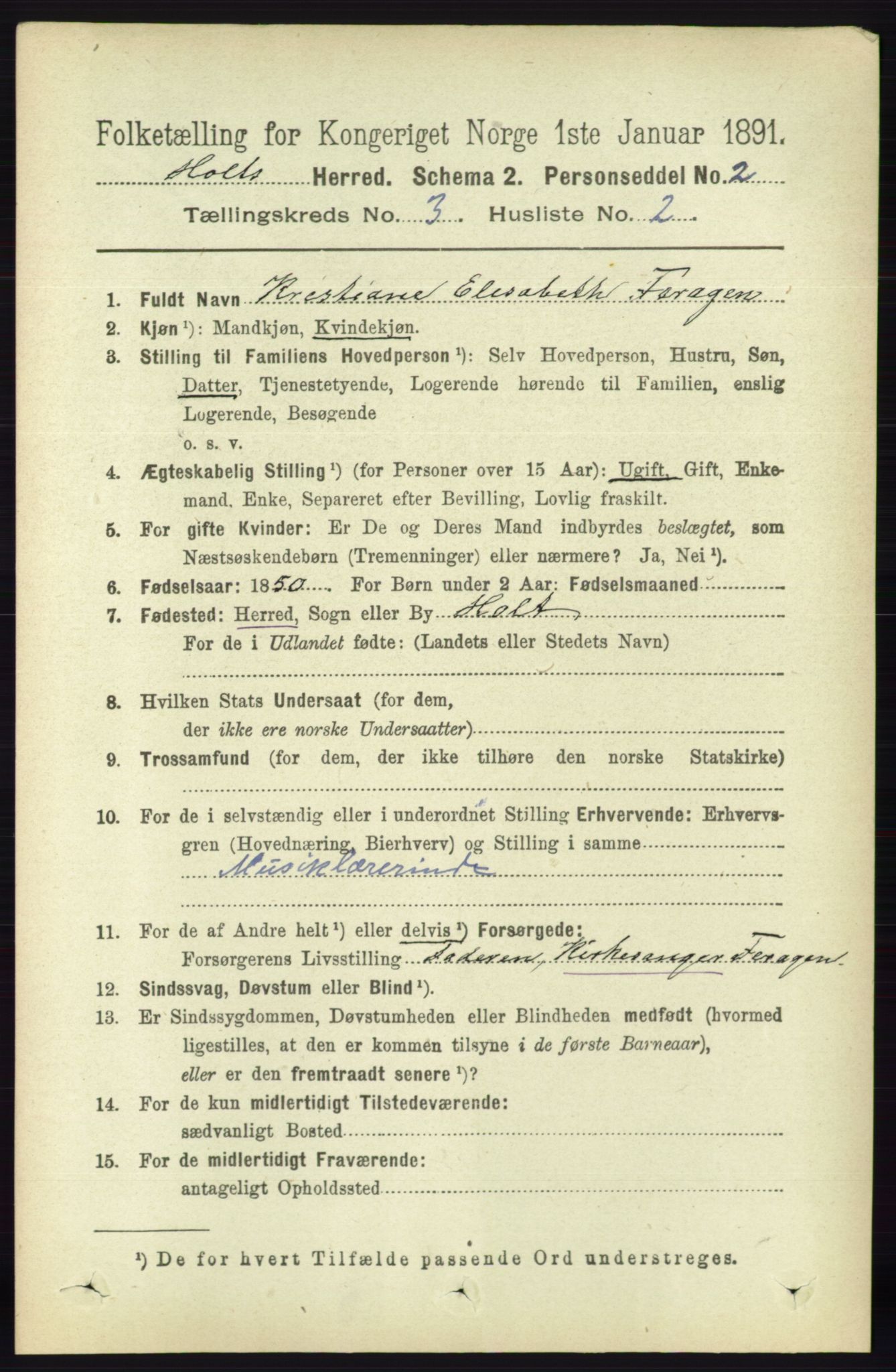 RA, 1891 census for 0914 Holt, 1891, p. 1052