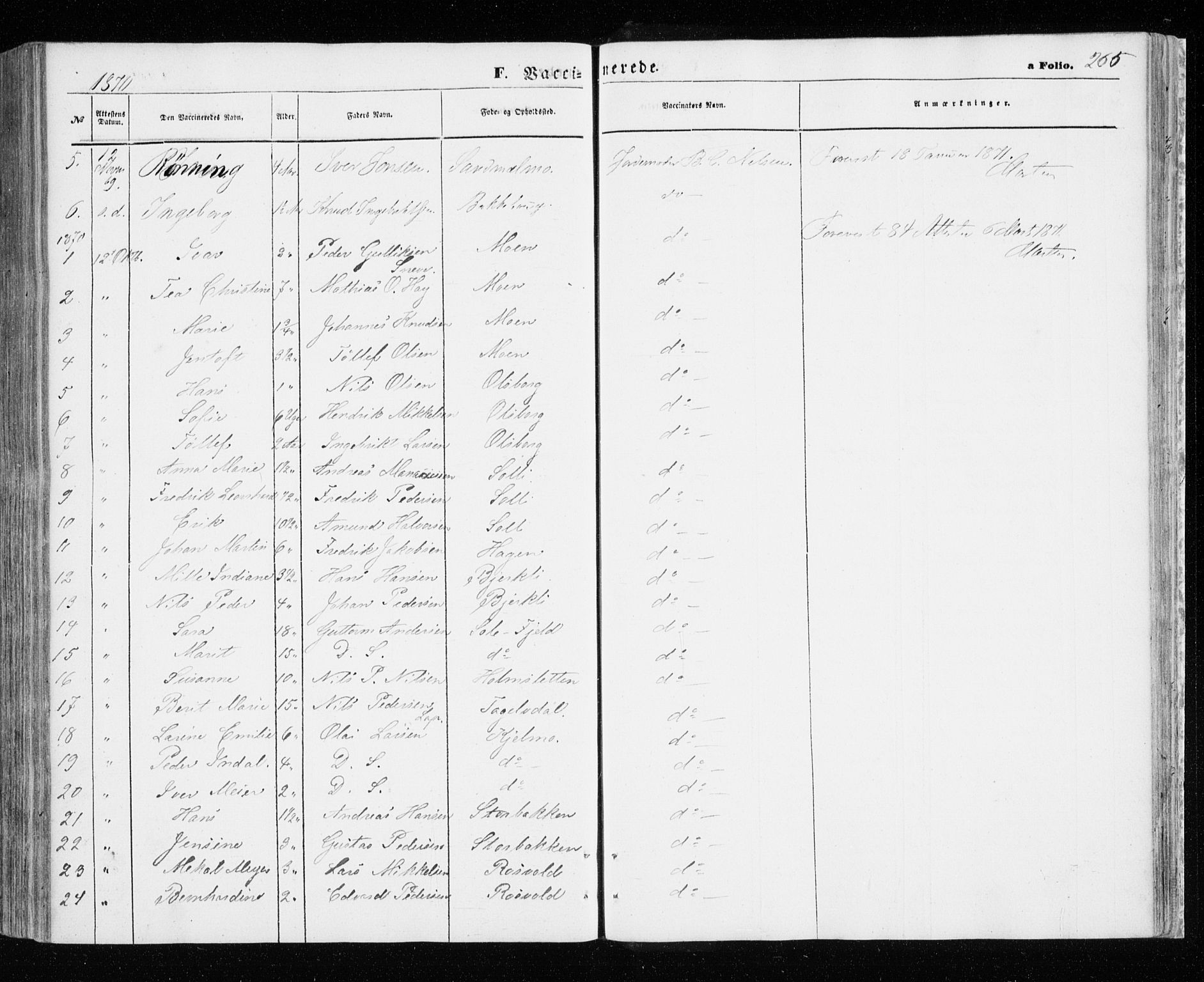 Målselv sokneprestembete, SATØ/S-1311/G/Ga/Gaa/L0004kirke: Parish register (official) no. 4, 1863-1872, p. 265