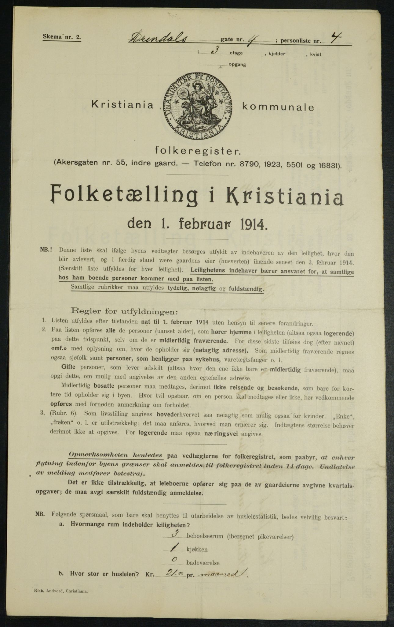 OBA, Municipal Census 1914 for Kristiania, 1914, p. 2096