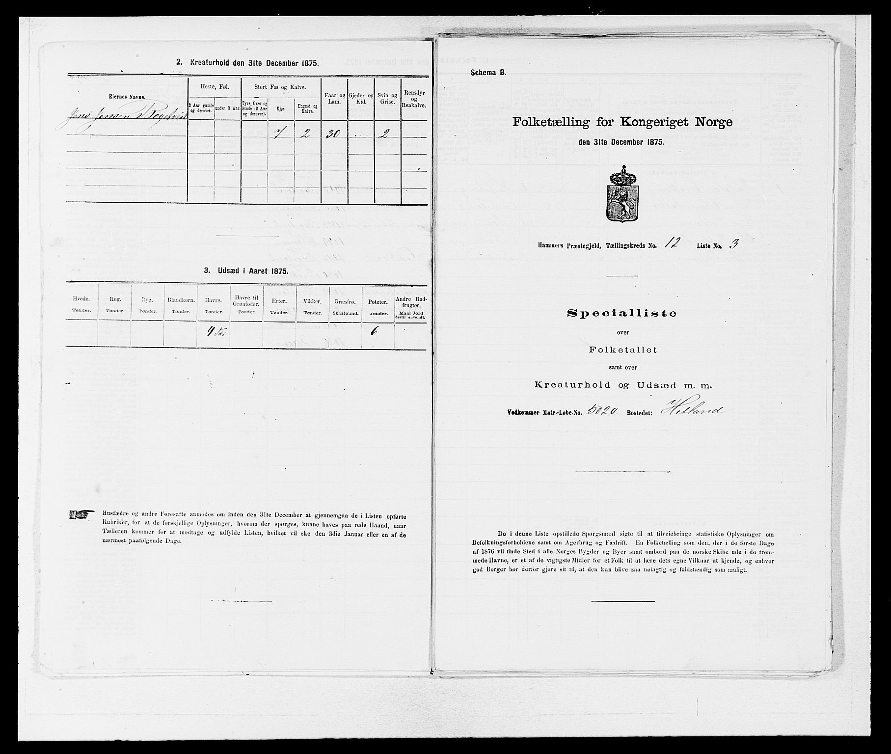 SAB, 1875 census for 1254P Hamre, 1875, p. 1590