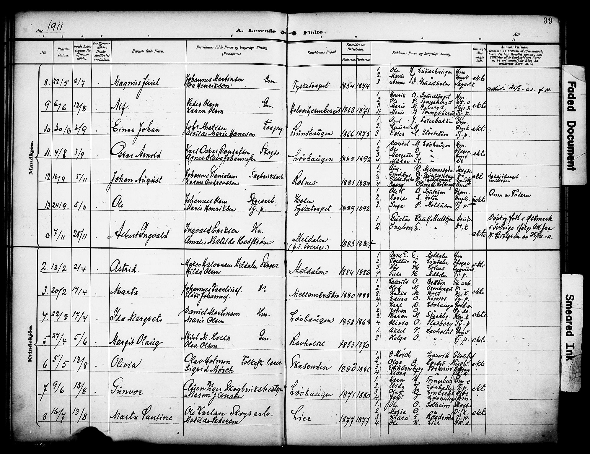 Grue prestekontor, SAH/PREST-036/H/Ha/Haa/L0014: Parish register (official) no. 14, 1898-1915, p. 39