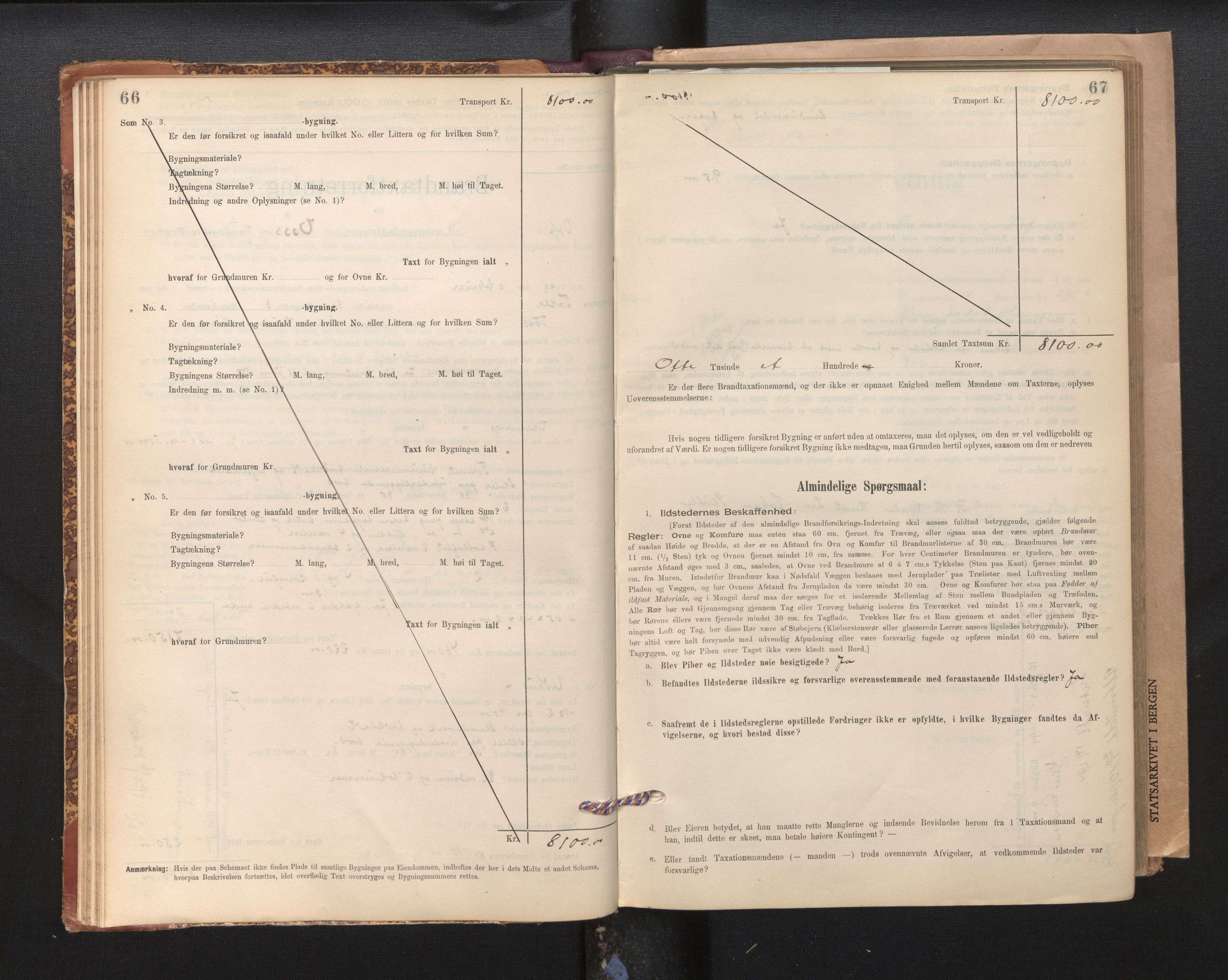 Lensmannen i Voss, SAB/A-35801/0012/L0008: Branntakstprotokoll, skjematakst, 1895-1945, p. 66-67