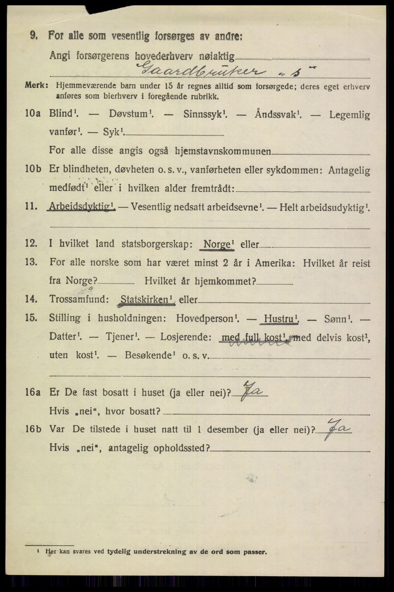 SAK, 1920 census for Hægebostad, 1920, p. 2190