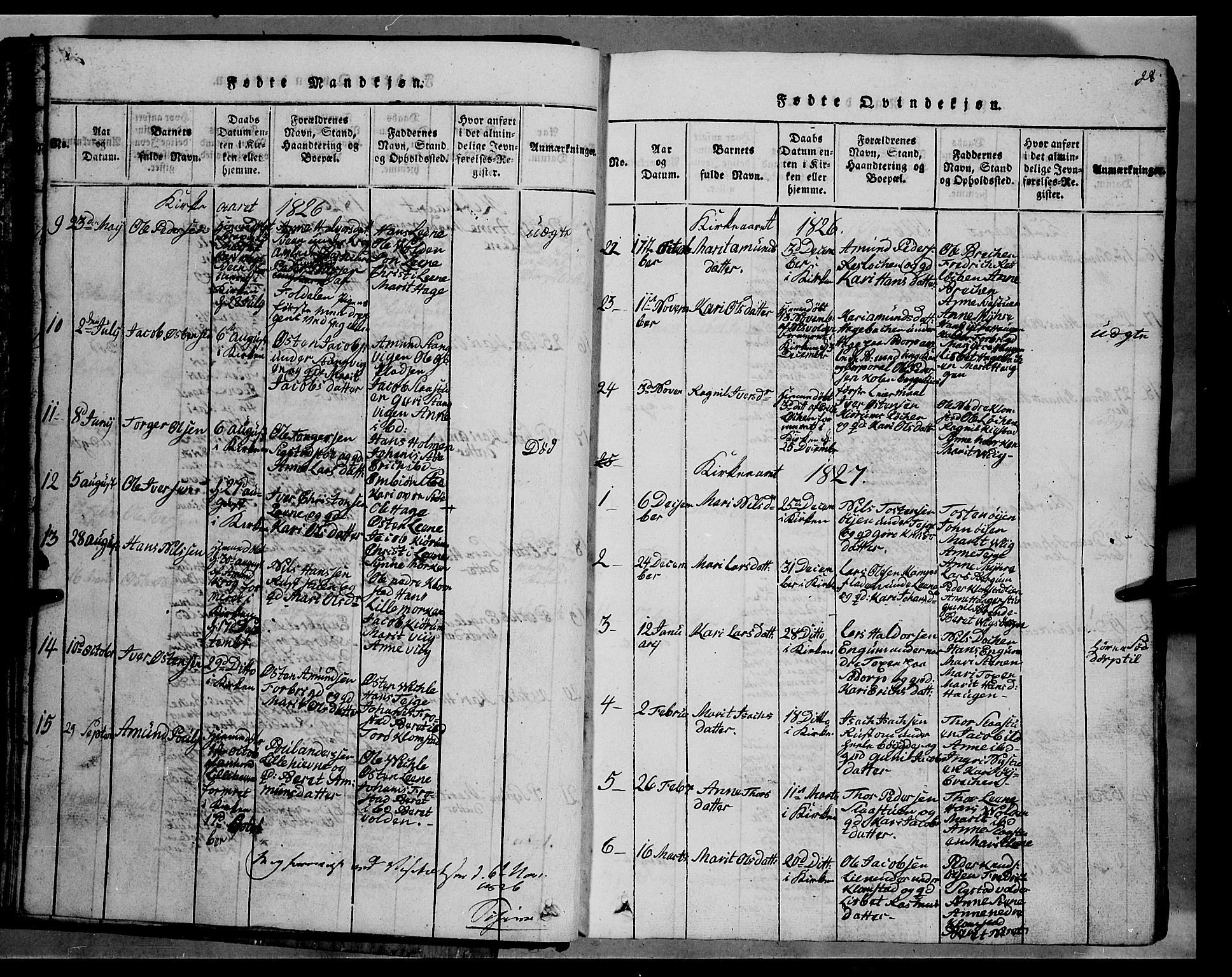 Fron prestekontor, SAH/PREST-078/H/Ha/Hab/L0002: Parish register (copy) no. 2, 1816-1850, p. 28