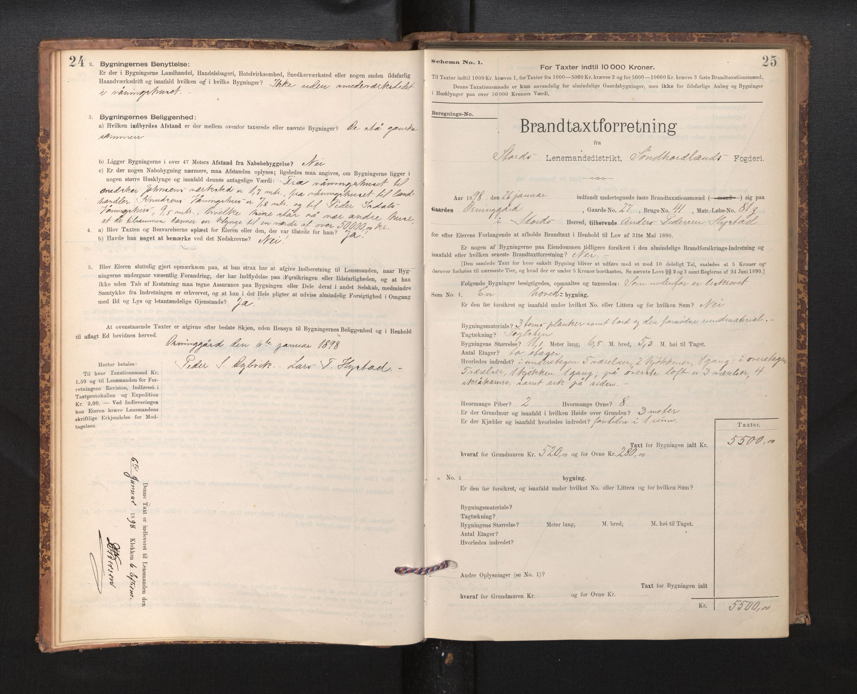 Lensmannen i Stord, SAB/A-35001/0012/L0002: Branntakstprotokoll, skjematakst, 1897-1922, p. 24-25