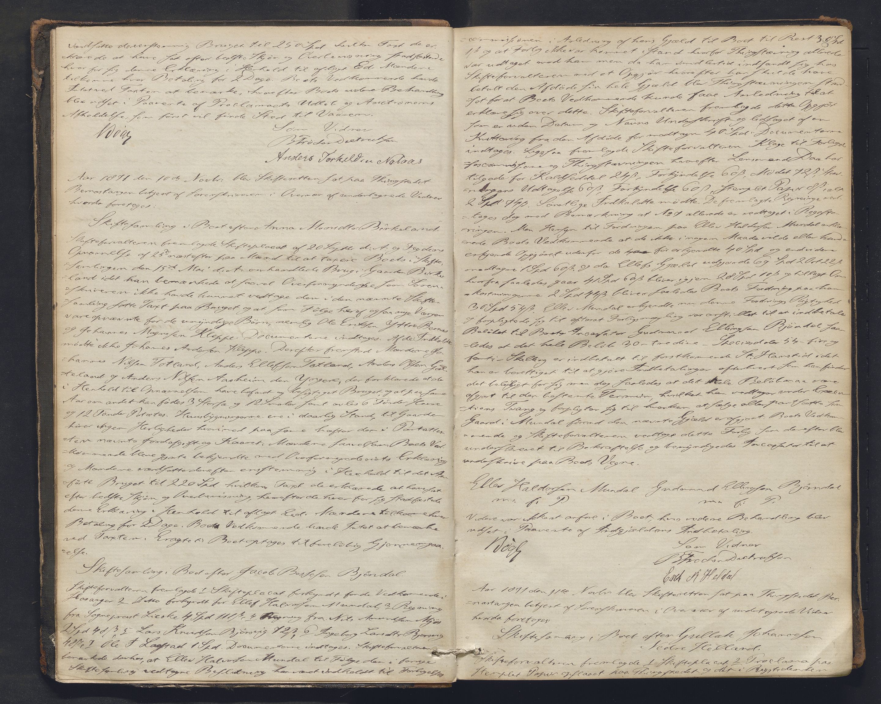 Nordhordland sorenskrivar, AV/SAB-A-2901/1/H/Hc/L0002: Skifteforhandlingsprotokollar, 1871-1878, p. 8