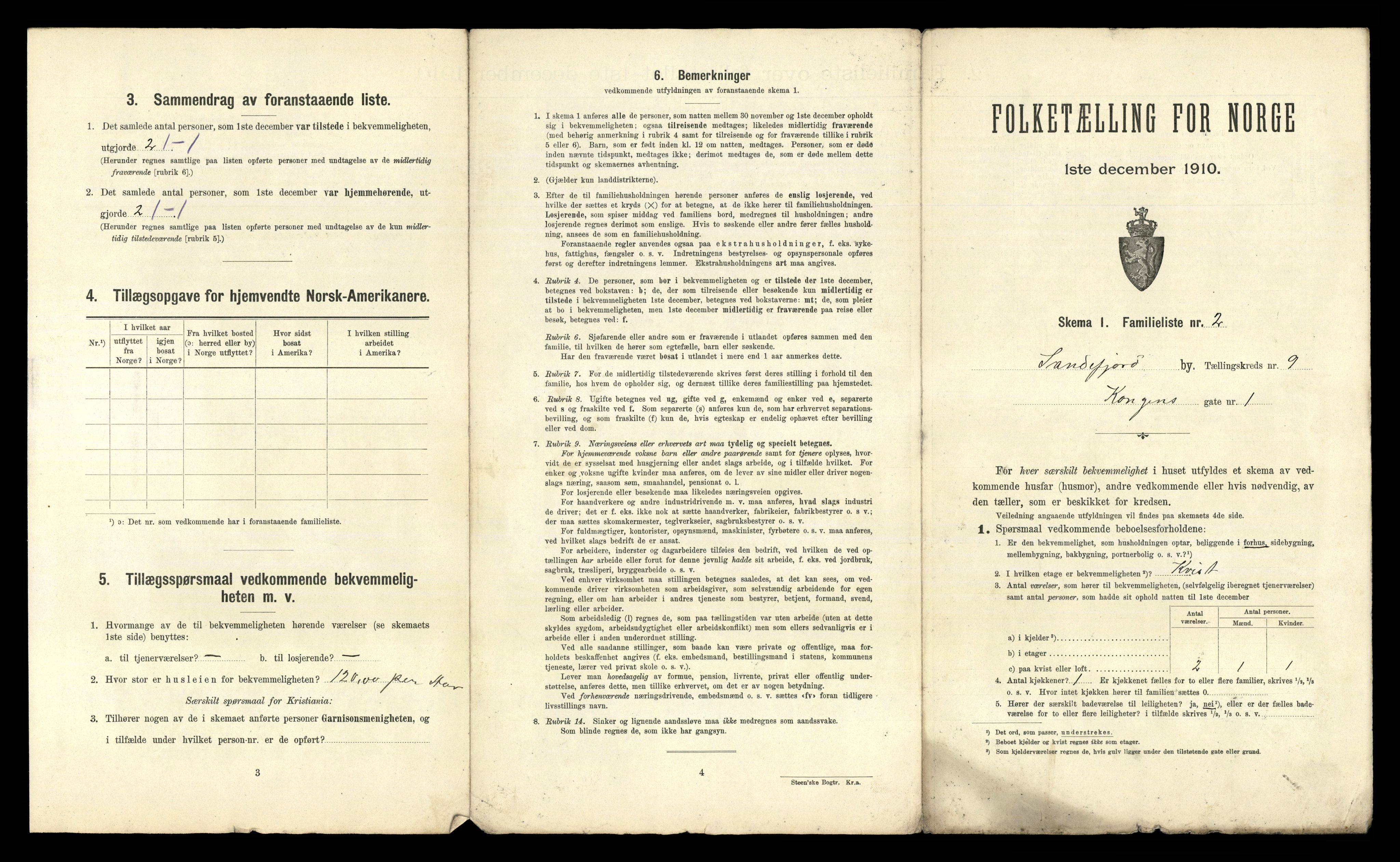 RA, 1910 census for Sandefjord, 1910, p. 2384