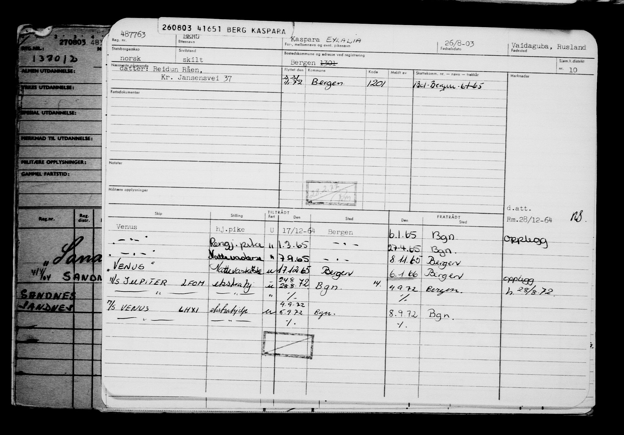 Direktoratet for sjømenn, AV/RA-S-3545/G/Gb/L0050: Hovedkort, 1903, p. 285