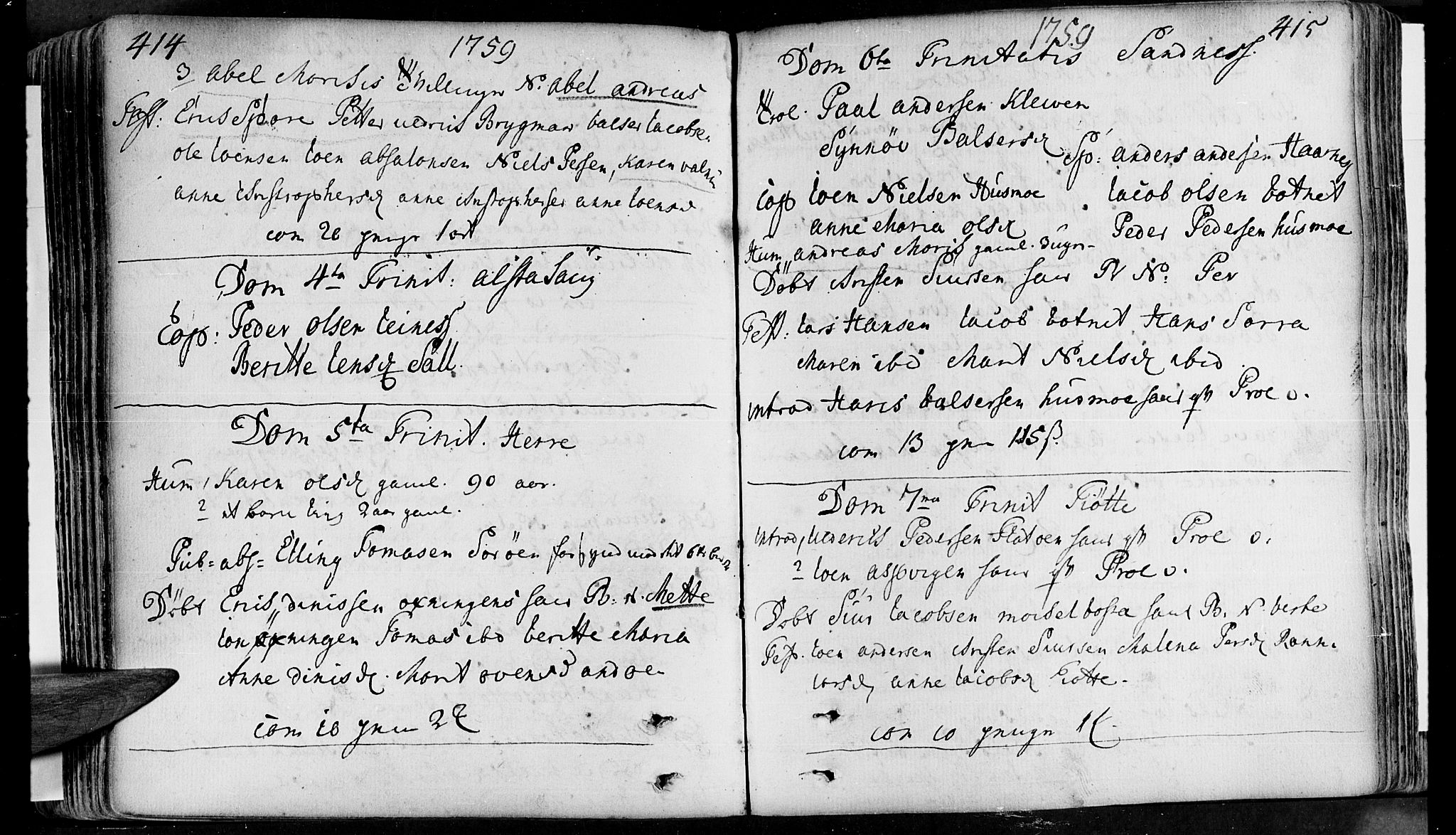 Ministerialprotokoller, klokkerbøker og fødselsregistre - Nordland, SAT/A-1459/830/L0434: Parish register (official) no. 830A03, 1737-1767, p. 414-415