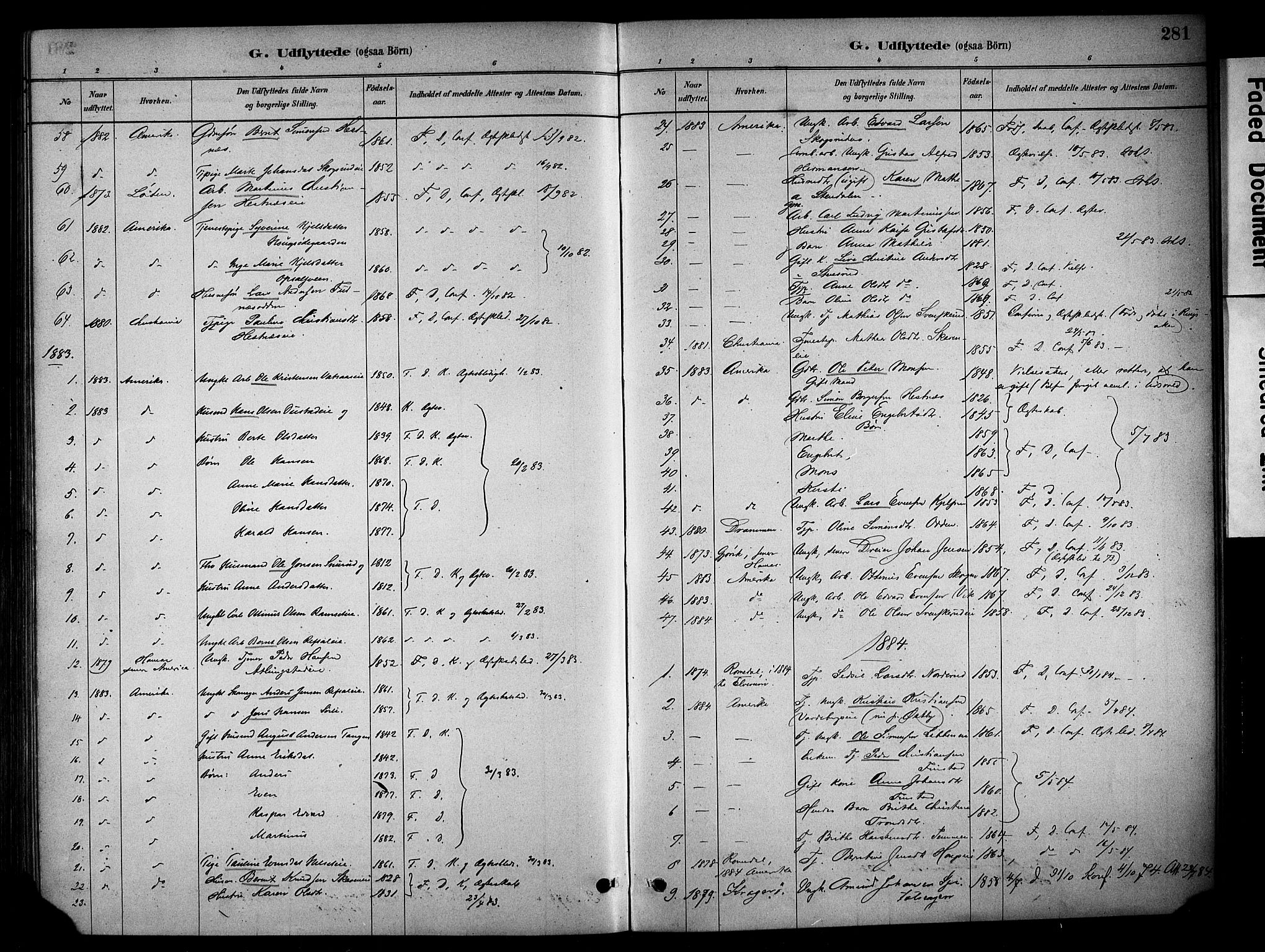 Stange prestekontor, SAH/PREST-002/K/L0018: Parish register (official) no. 18, 1880-1896, p. 281
