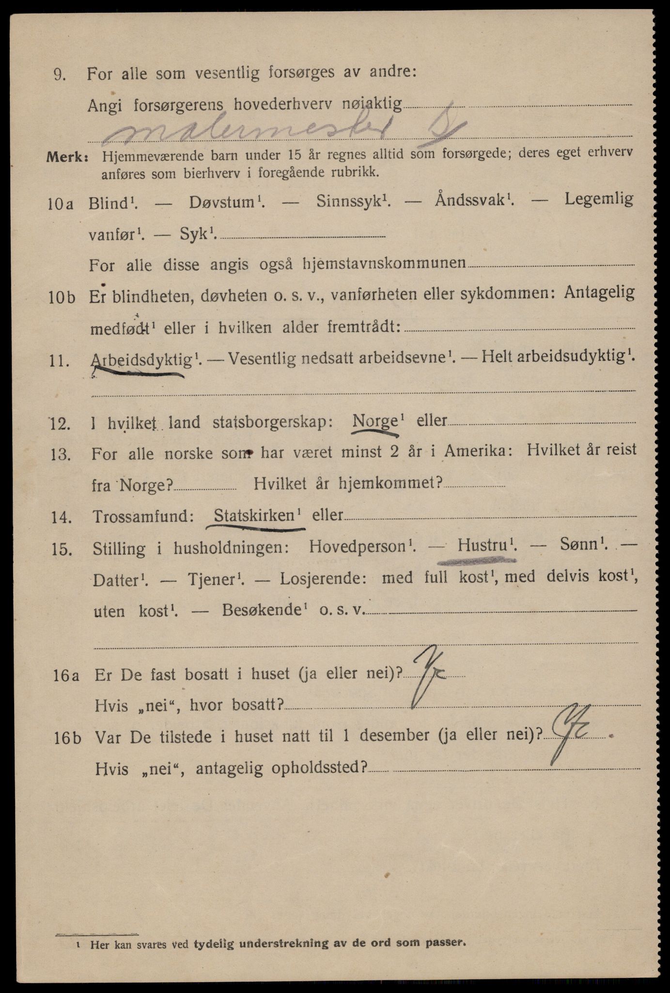 SAST, 1920 census for Stavanger, 1920, p. 84947