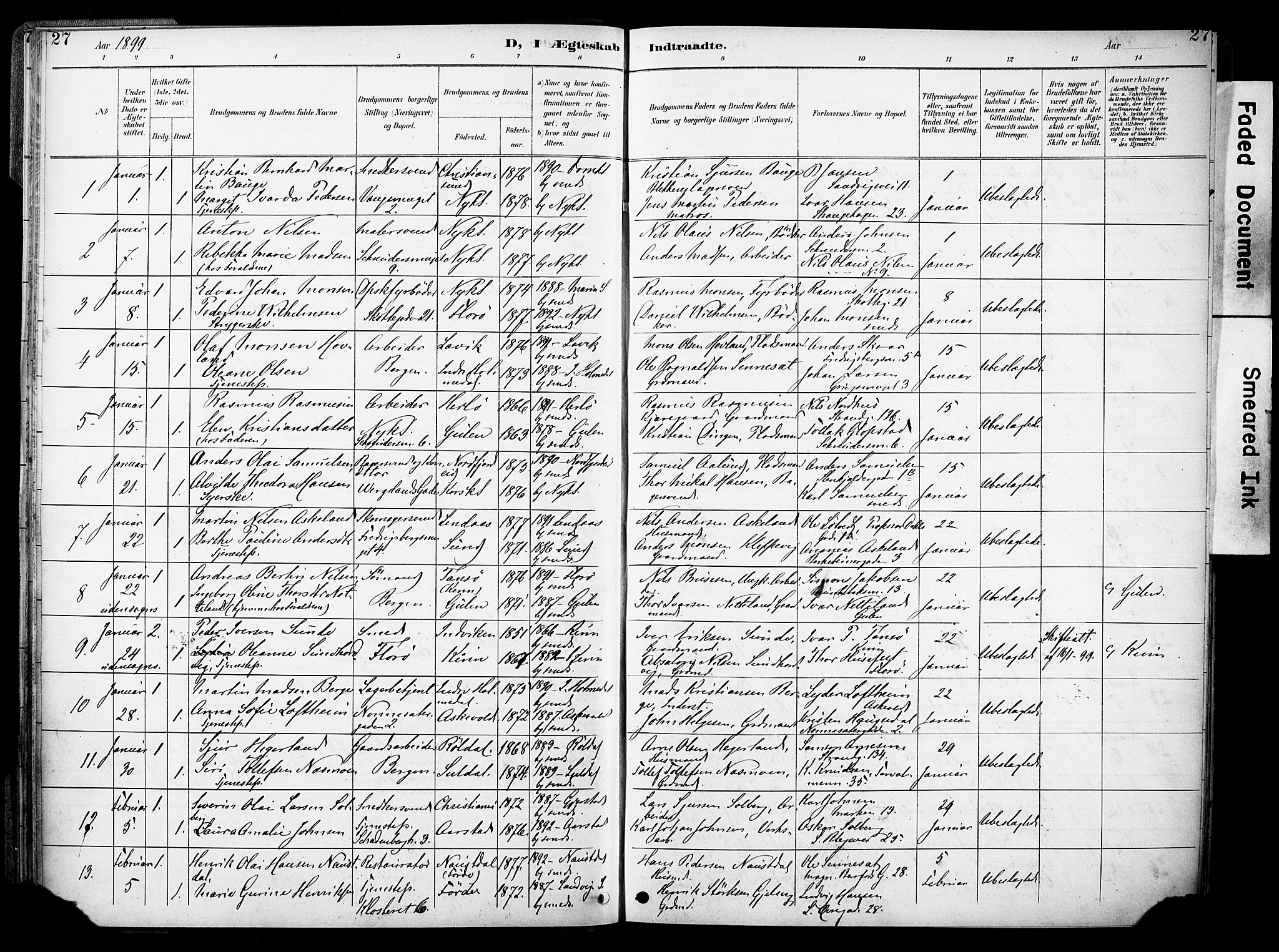 Nykirken Sokneprestembete, AV/SAB-A-77101/H/Haa/L0034: Parish register (official) no. D 4, 1896-1905, p. 27