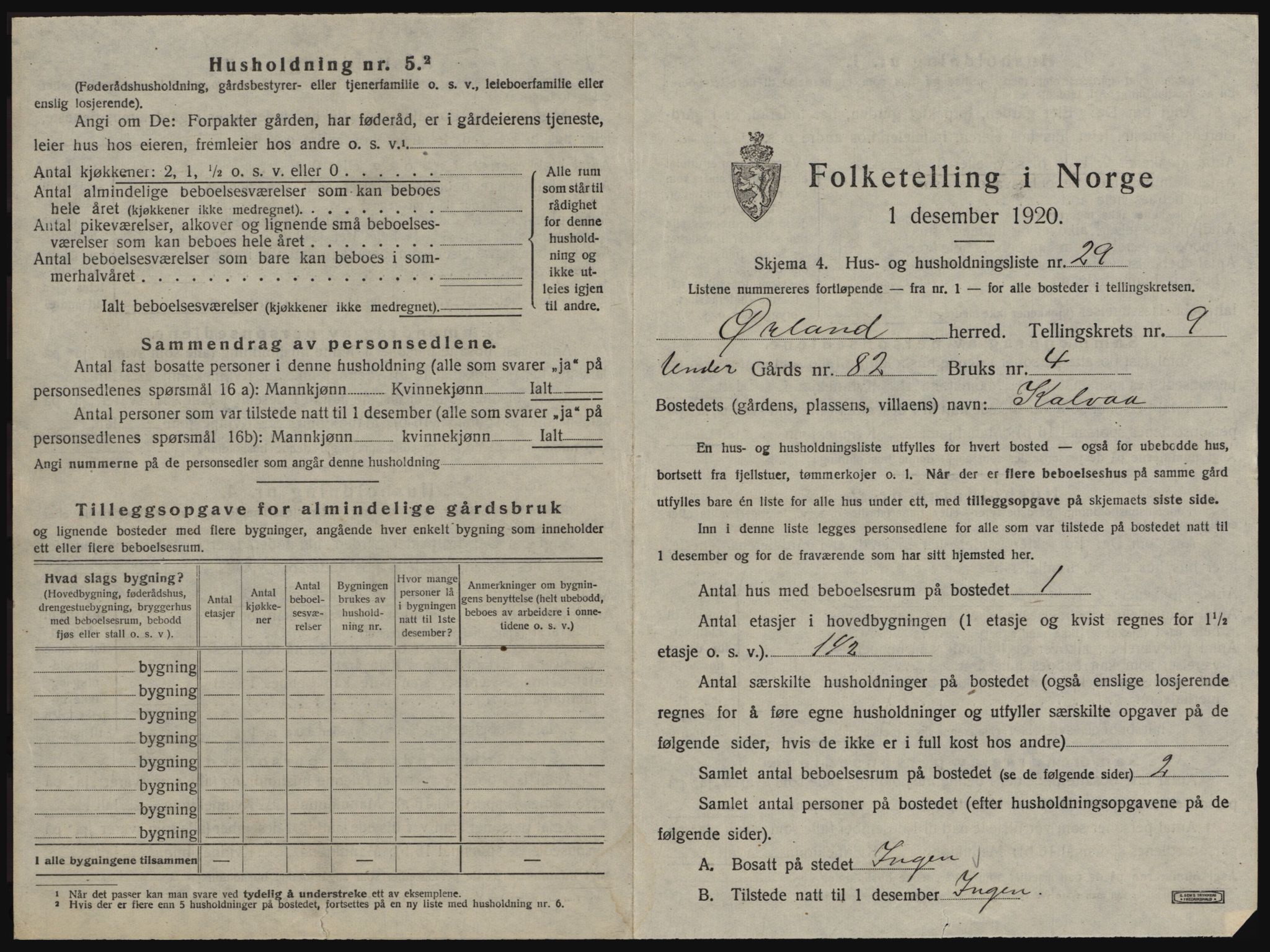 SAT, 1920 census for Ørland, 1920, p. 1341