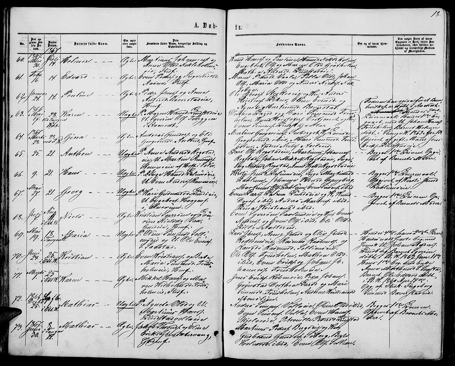 Stange prestekontor, AV/SAH-PREST-002/L/L0006: Parish register (copy) no. 6, 1864-1882, p. 18