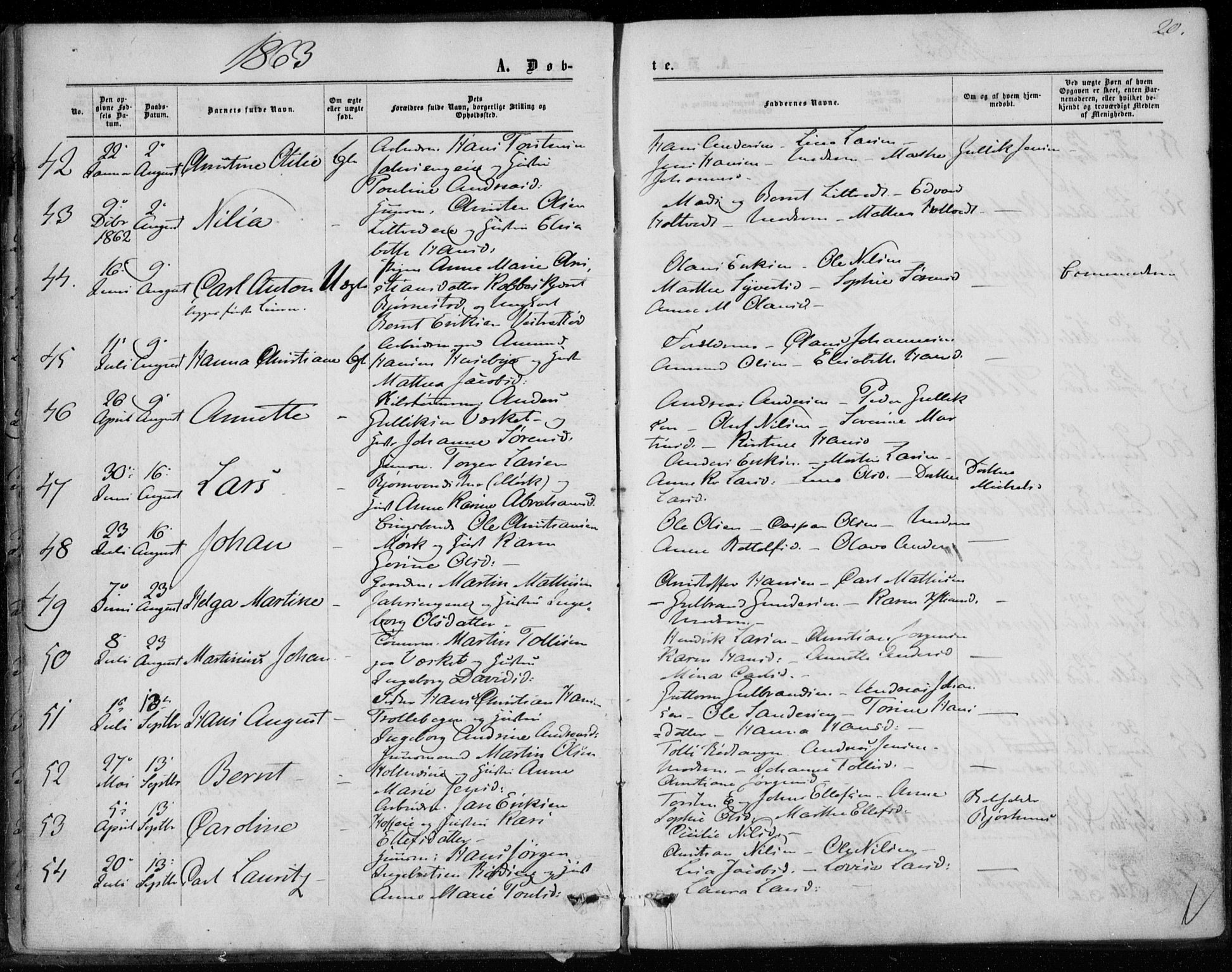Hurum kirkebøker, AV/SAKO-A-229/F/Fa/L0012: Parish register (official) no. 12, 1861-1875, p. 20