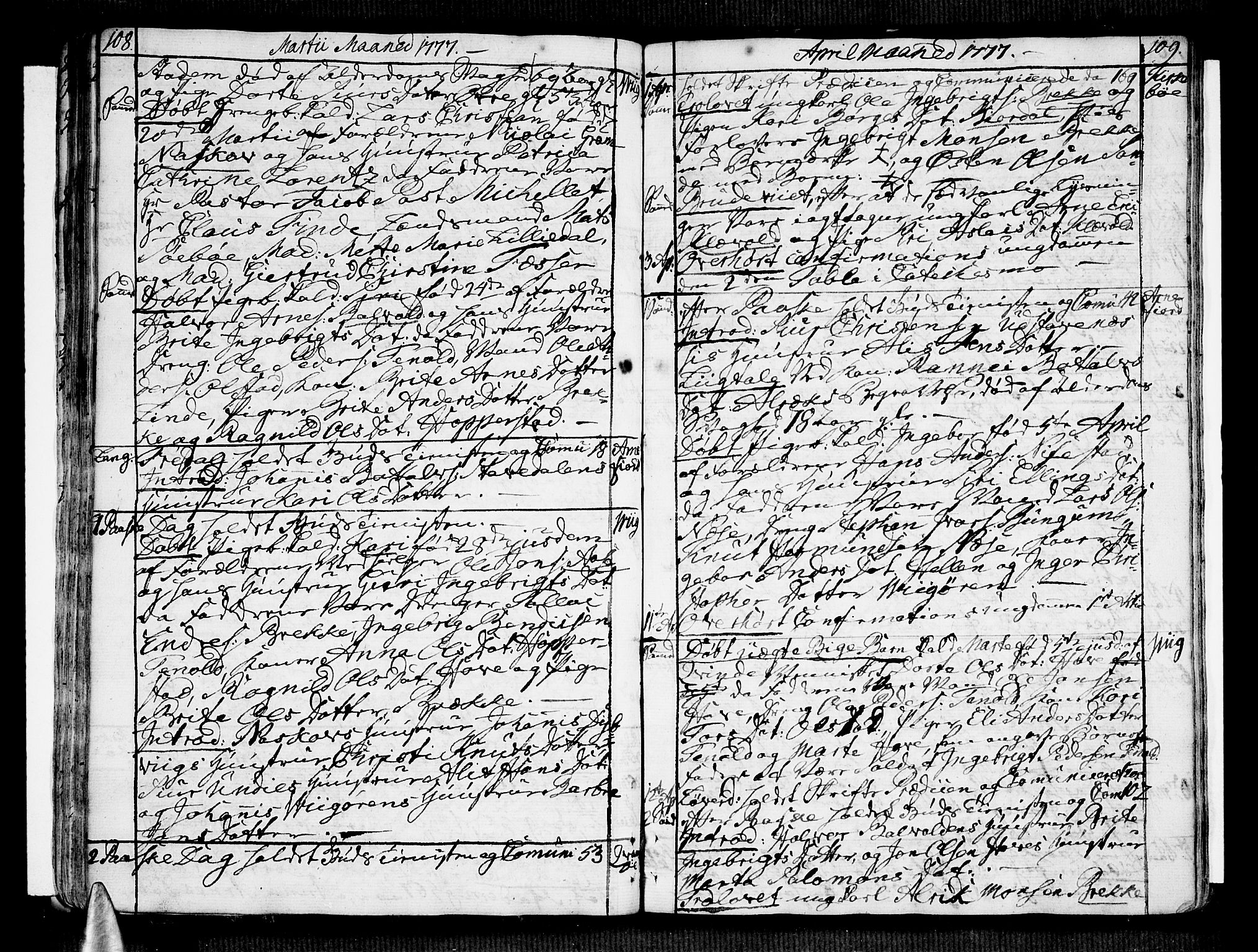 Vik sokneprestembete, AV/SAB-A-81501/H/Haa/Haaa/L0004: Parish register (official) no. A 4, 1772-1783, p. 108-109