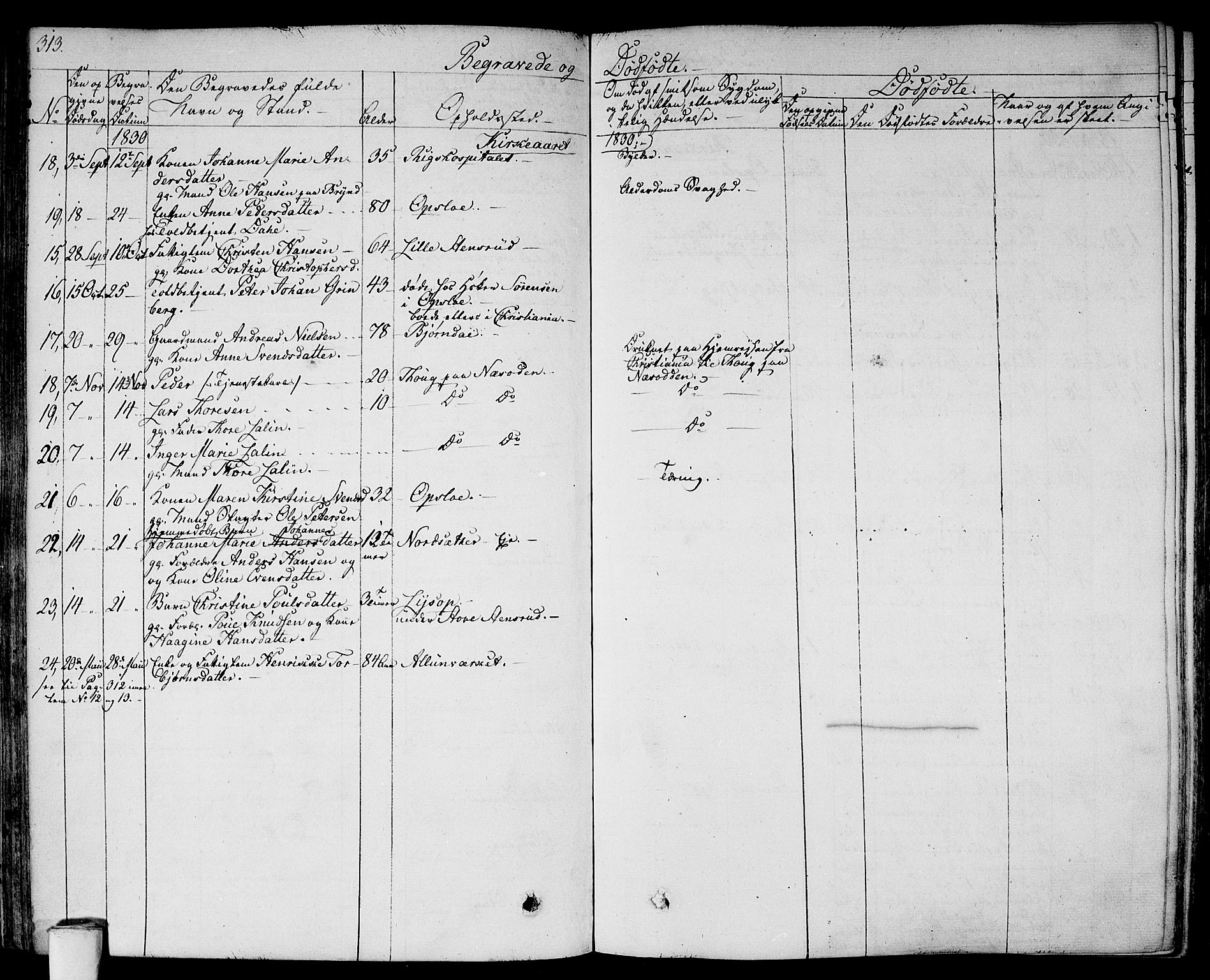 Gamlebyen prestekontor Kirkebøker, AV/SAO-A-10884/F/Fa/L0003: Parish register (official) no. 3, 1829-1849, p. 313