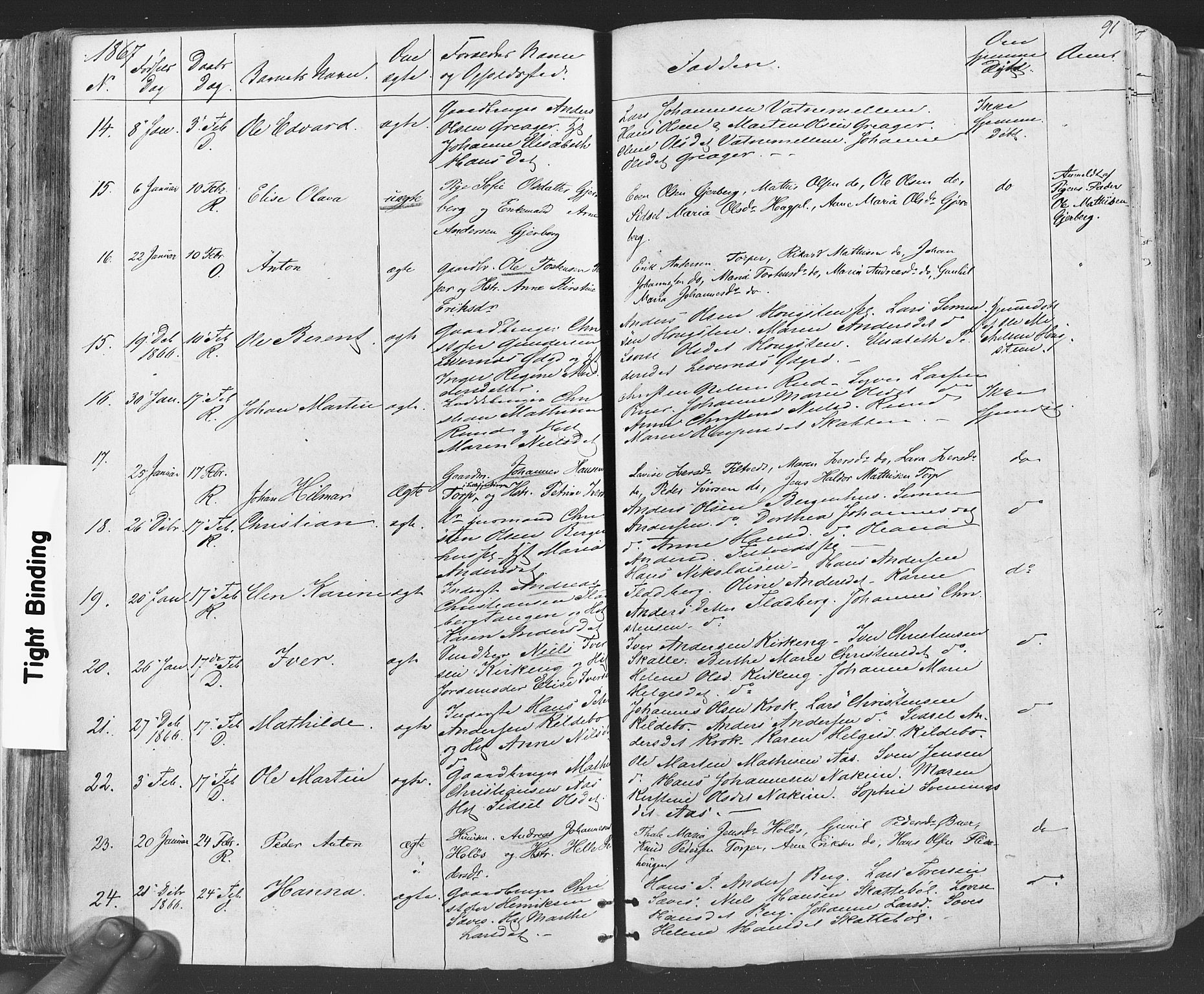 Rakkestad prestekontor Kirkebøker, SAO/A-2008/F/Fa/L0011: Parish register (official) no. I 11, 1862-1877, p. 91