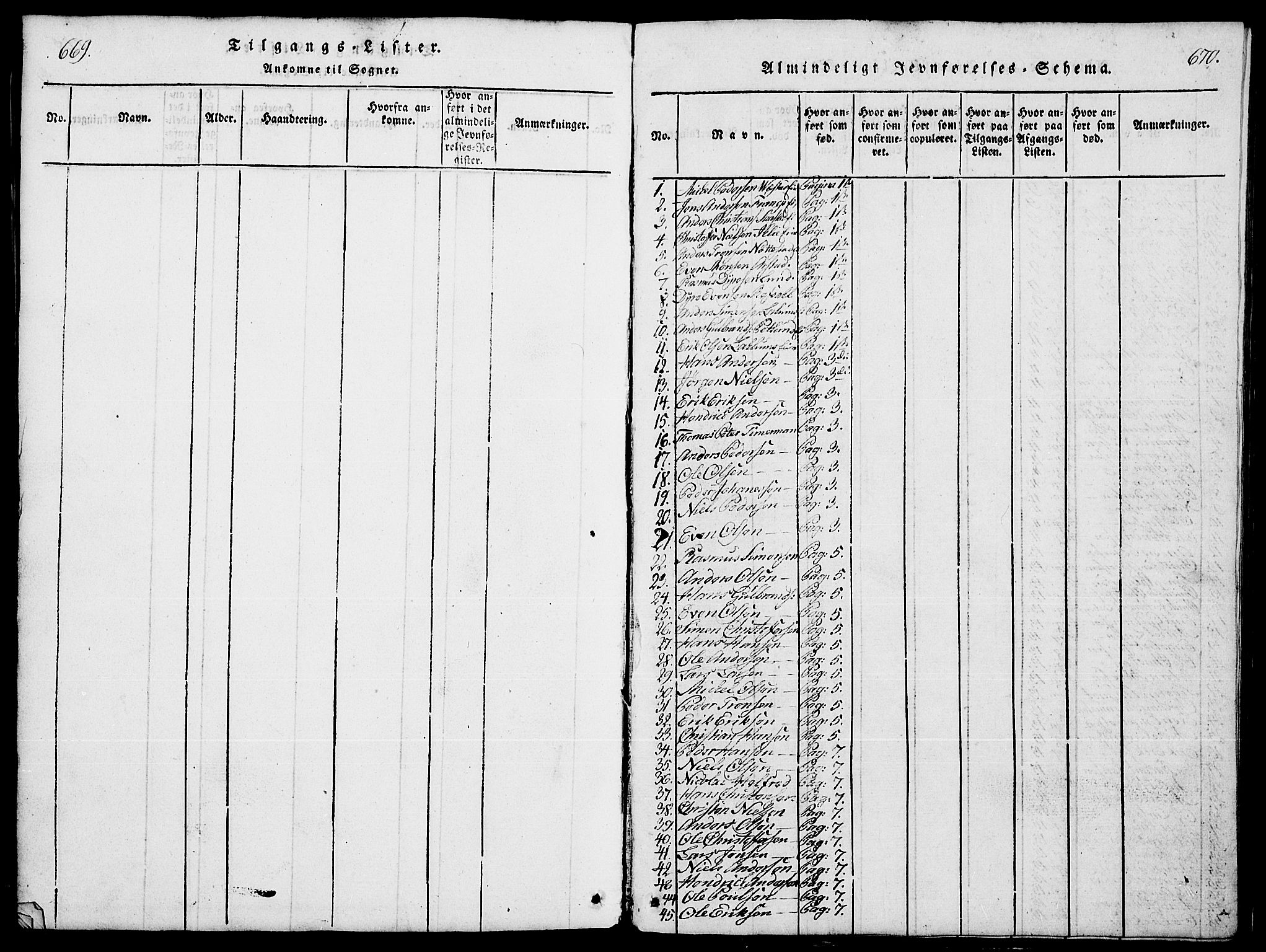 Stange prestekontor, SAH/PREST-002/L/L0001: Parish register (copy) no. 1, 1814-1825, p. 669-670