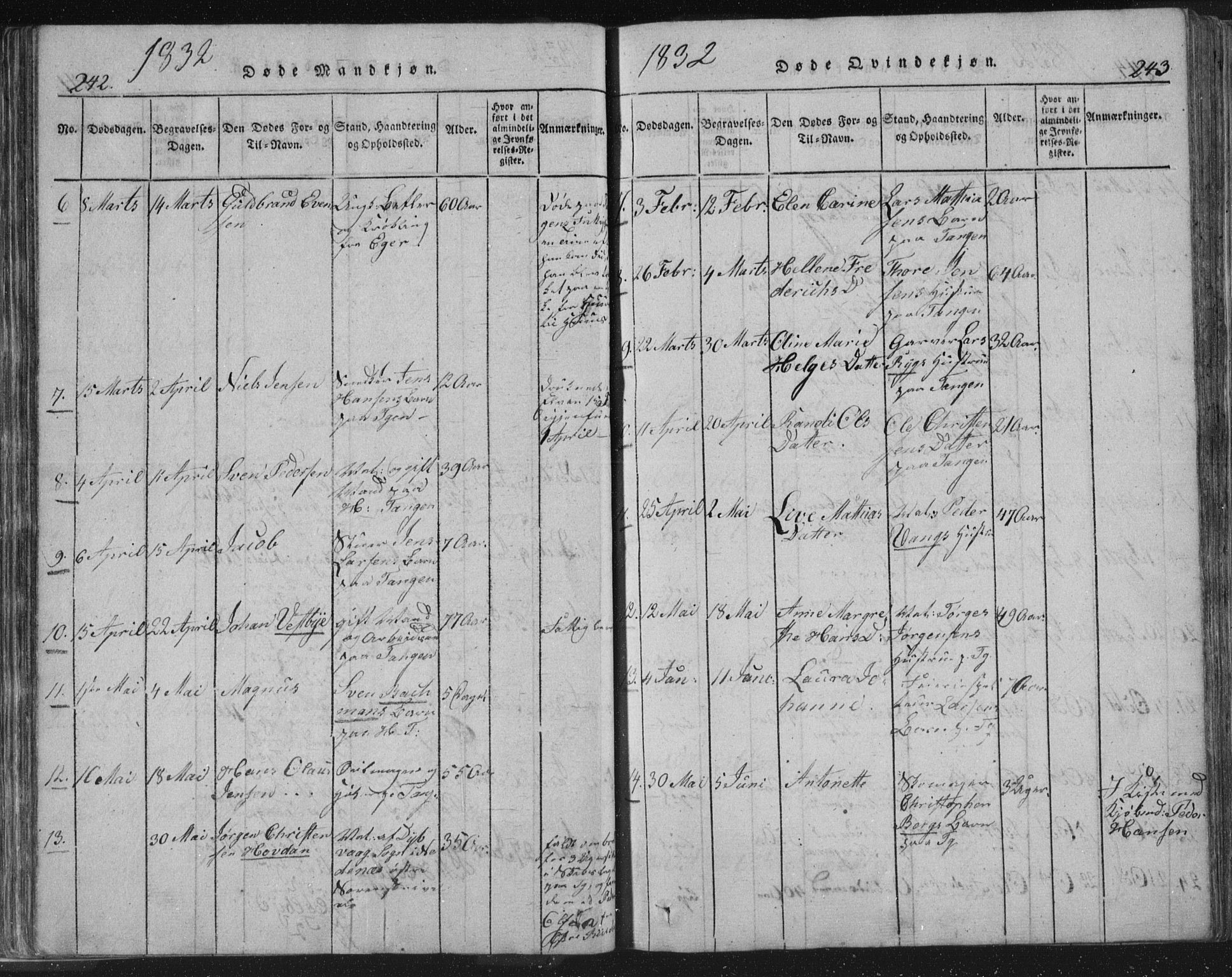 Strømsø kirkebøker, AV/SAKO-A-246/F/Fb/L0004: Parish register (official) no. II 4, 1814-1843, p. 242-243