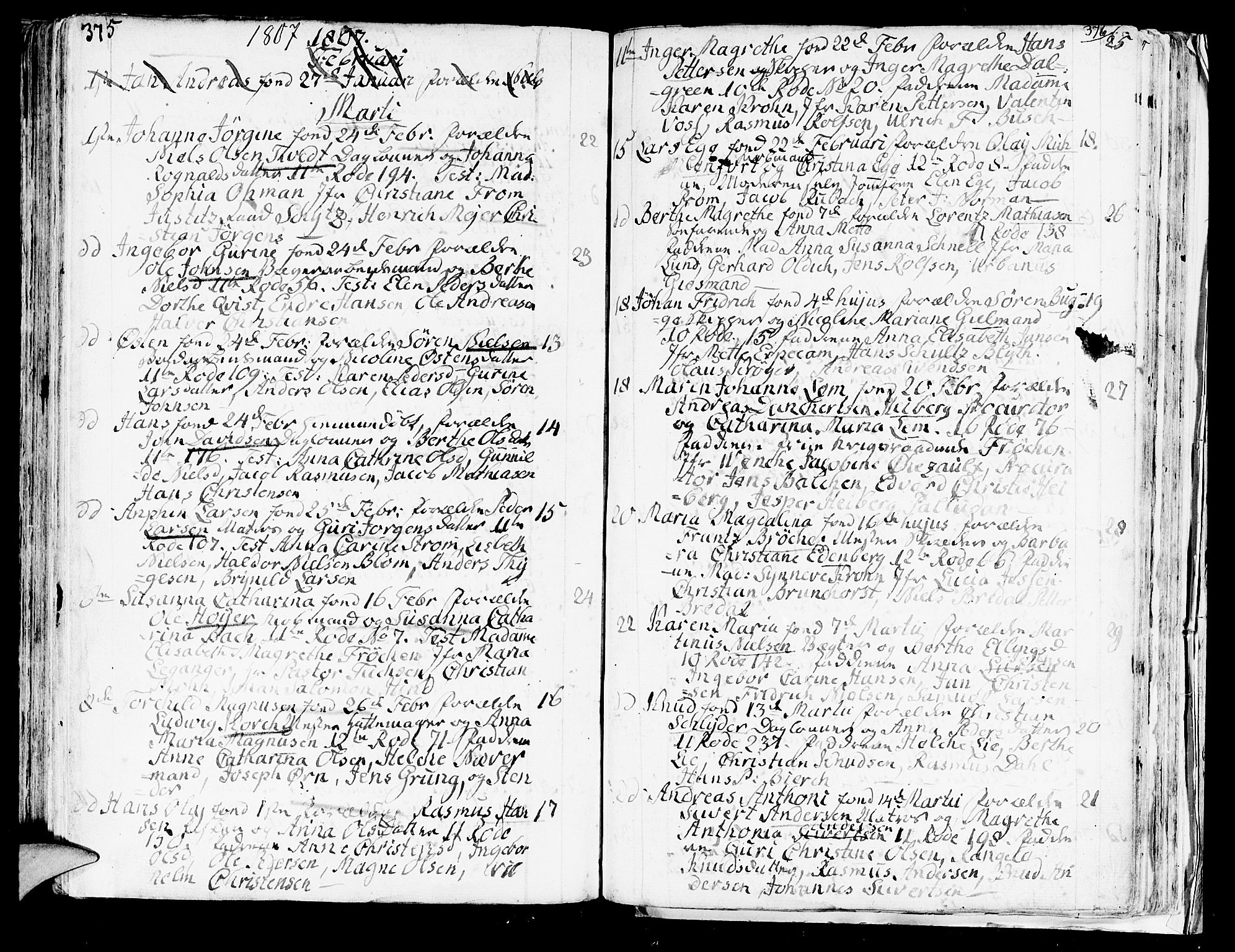 Domkirken sokneprestembete, SAB/A-74801/H/Haa/L0004: Parish register (official) no. A 4, 1763-1820, p. 375-376