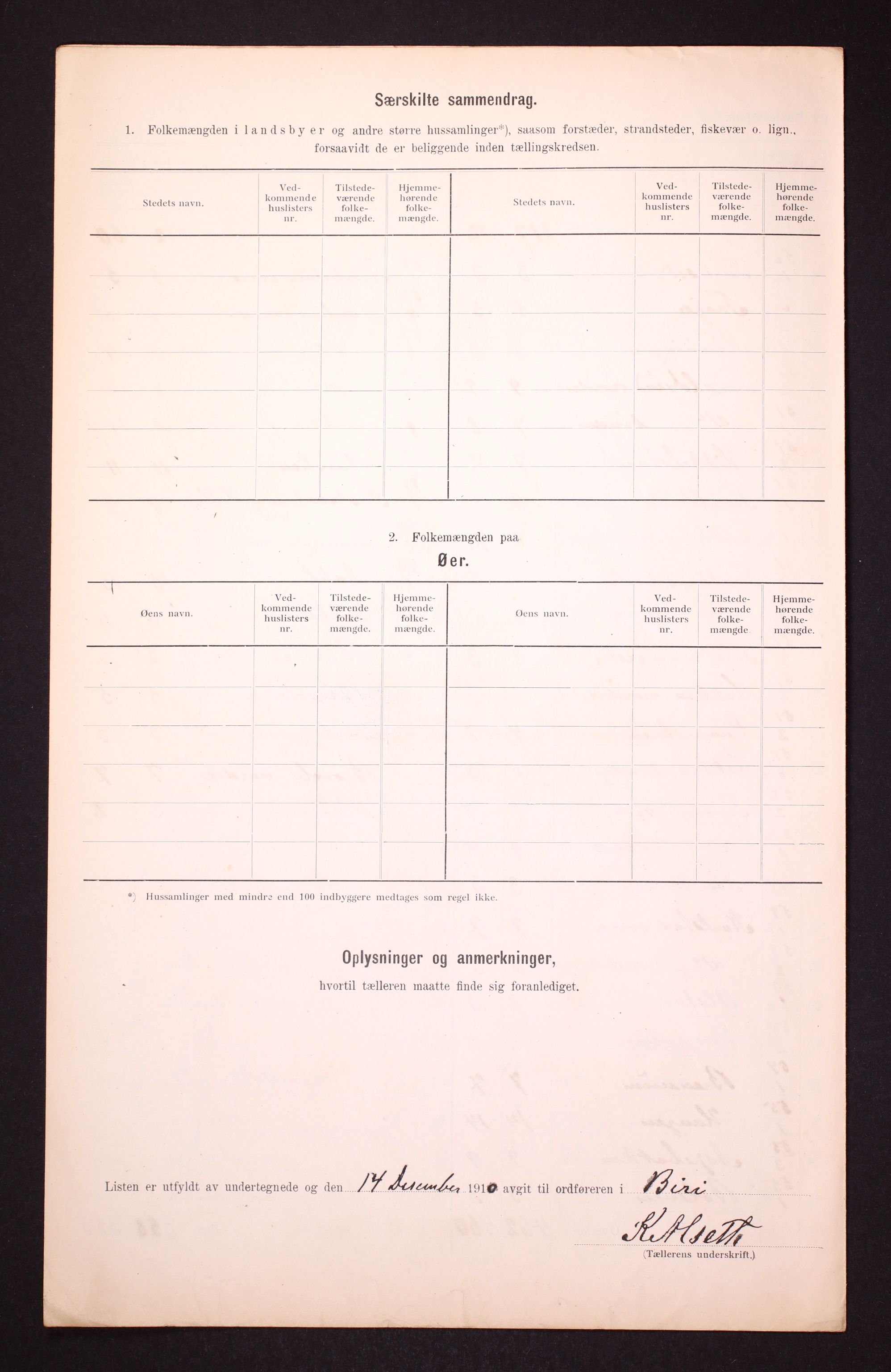 RA, 1910 census for Biri, 1910, p. 15