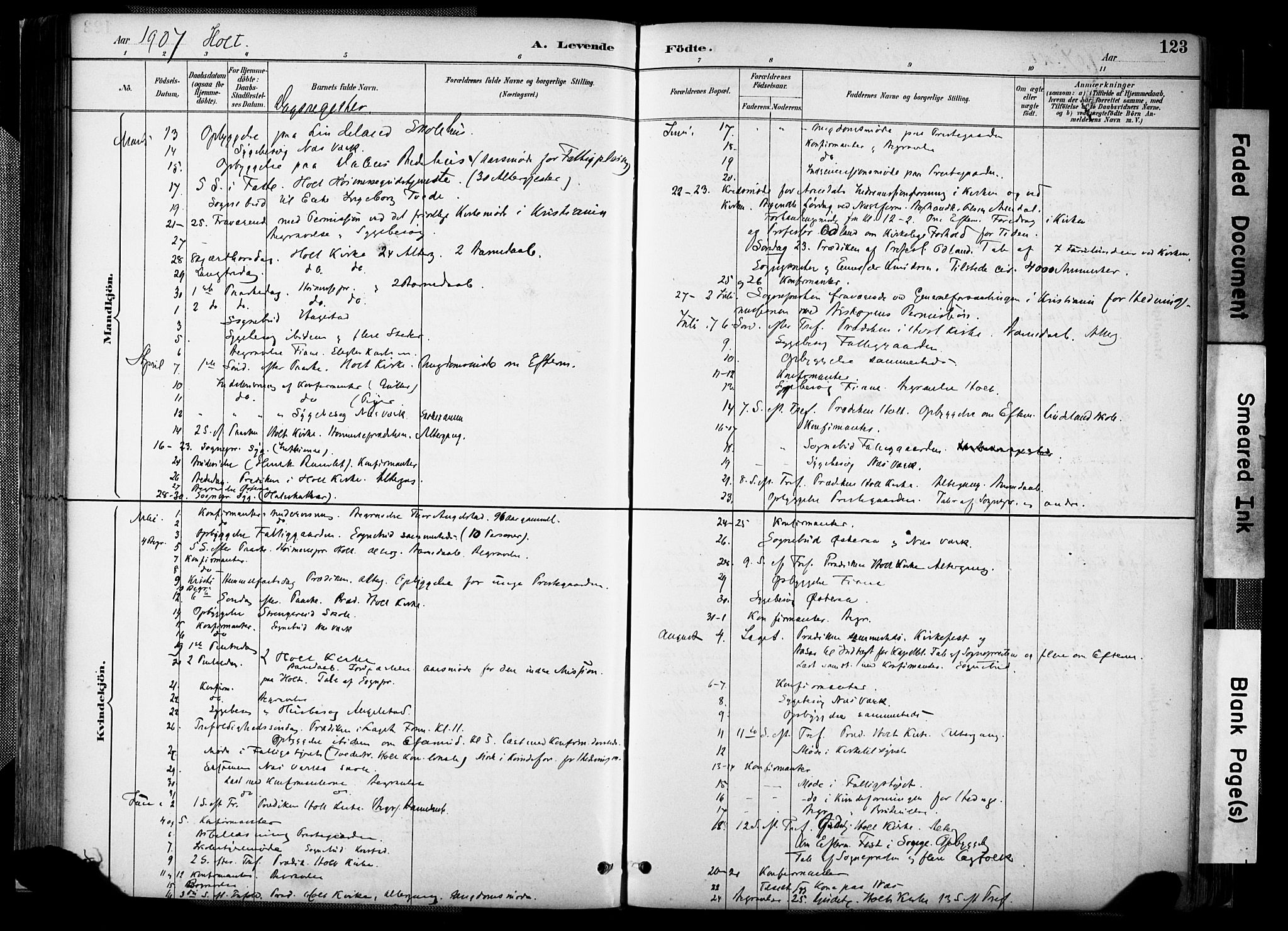 Holt sokneprestkontor, AV/SAK-1111-0021/F/Fa/L0012: Parish register (official) no. A 12, 1885-1907, p. 123