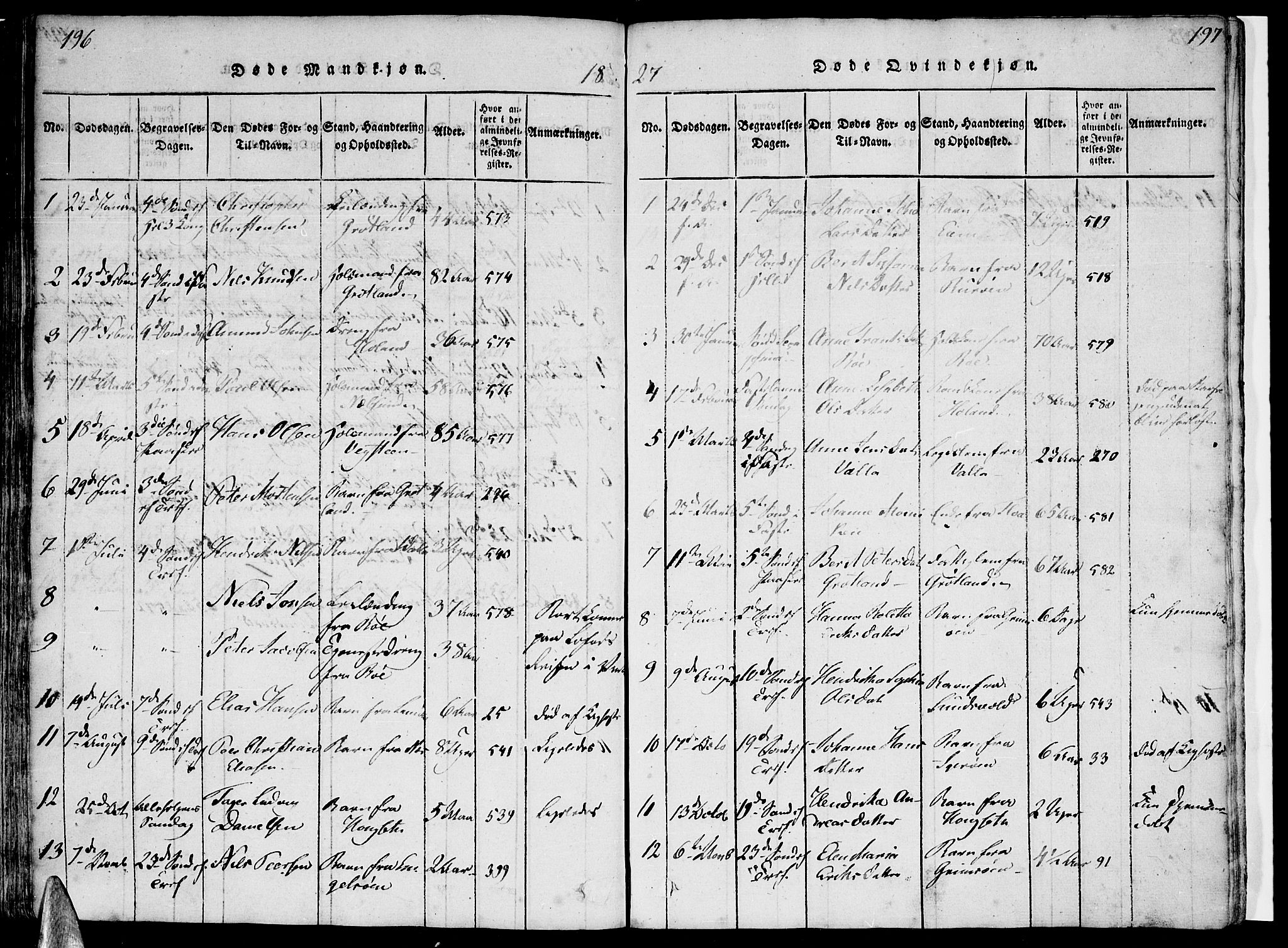 Ministerialprotokoller, klokkerbøker og fødselsregistre - Nordland, SAT/A-1459/816/L0239: Parish register (official) no. 816A05, 1820-1845, p. 196-197