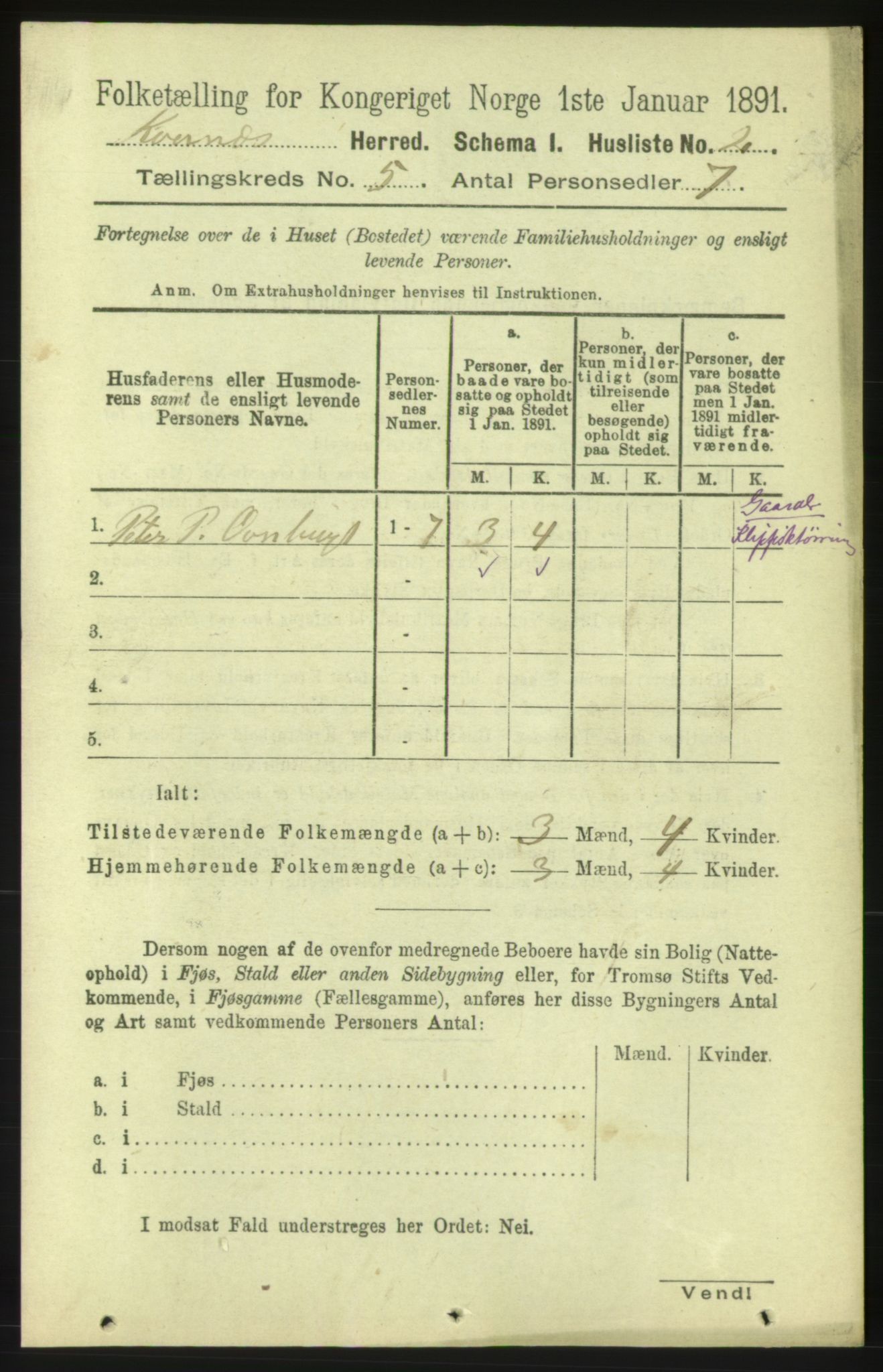 RA, 1891 census for 1553 Kvernes, 1891, p. 2252