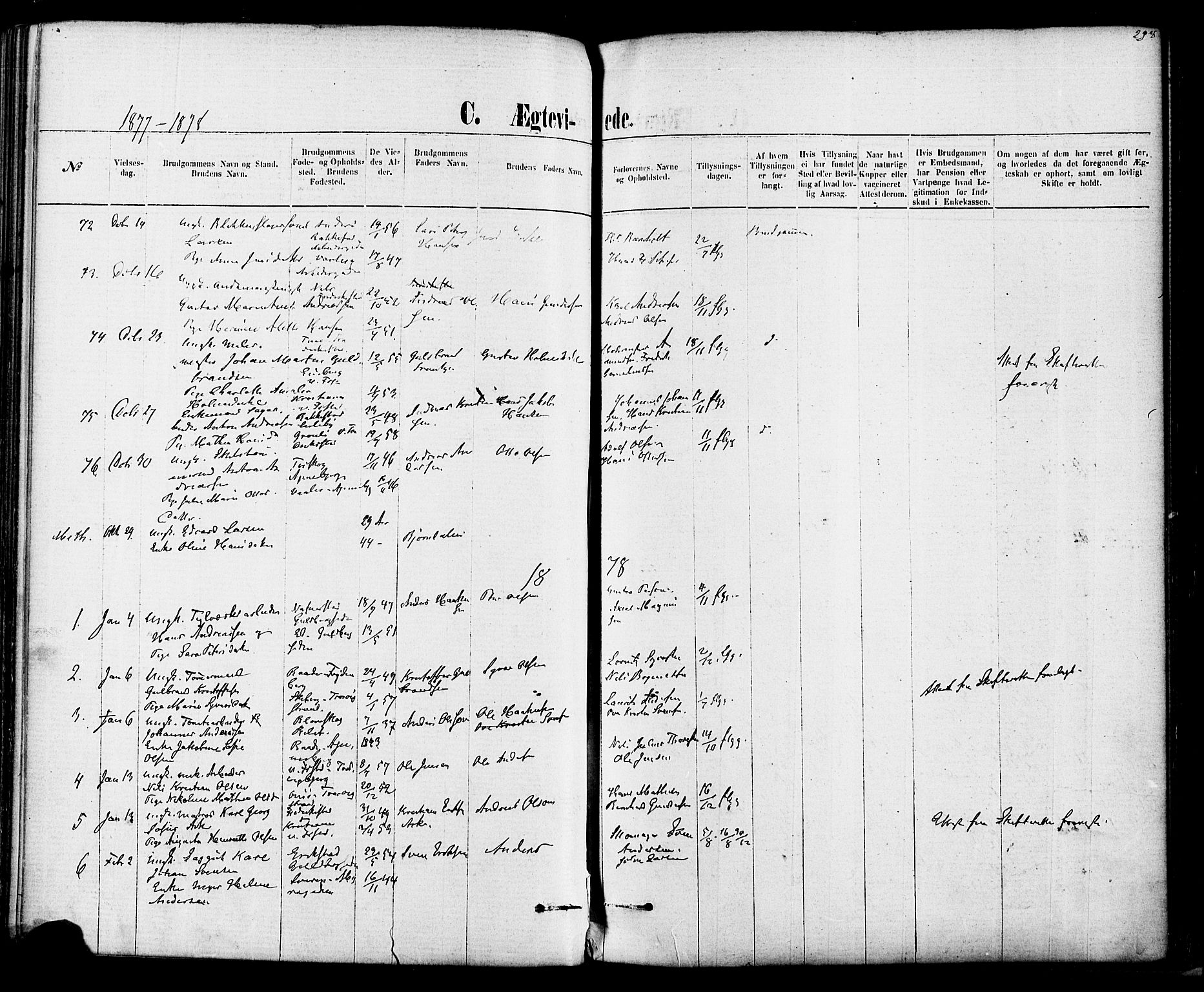 Fredrikstad domkirkes prestekontor Kirkebøker, AV/SAO-A-10906/F/Fa/L0001: Parish register (official) no. 1, 1871-1878, p. 298