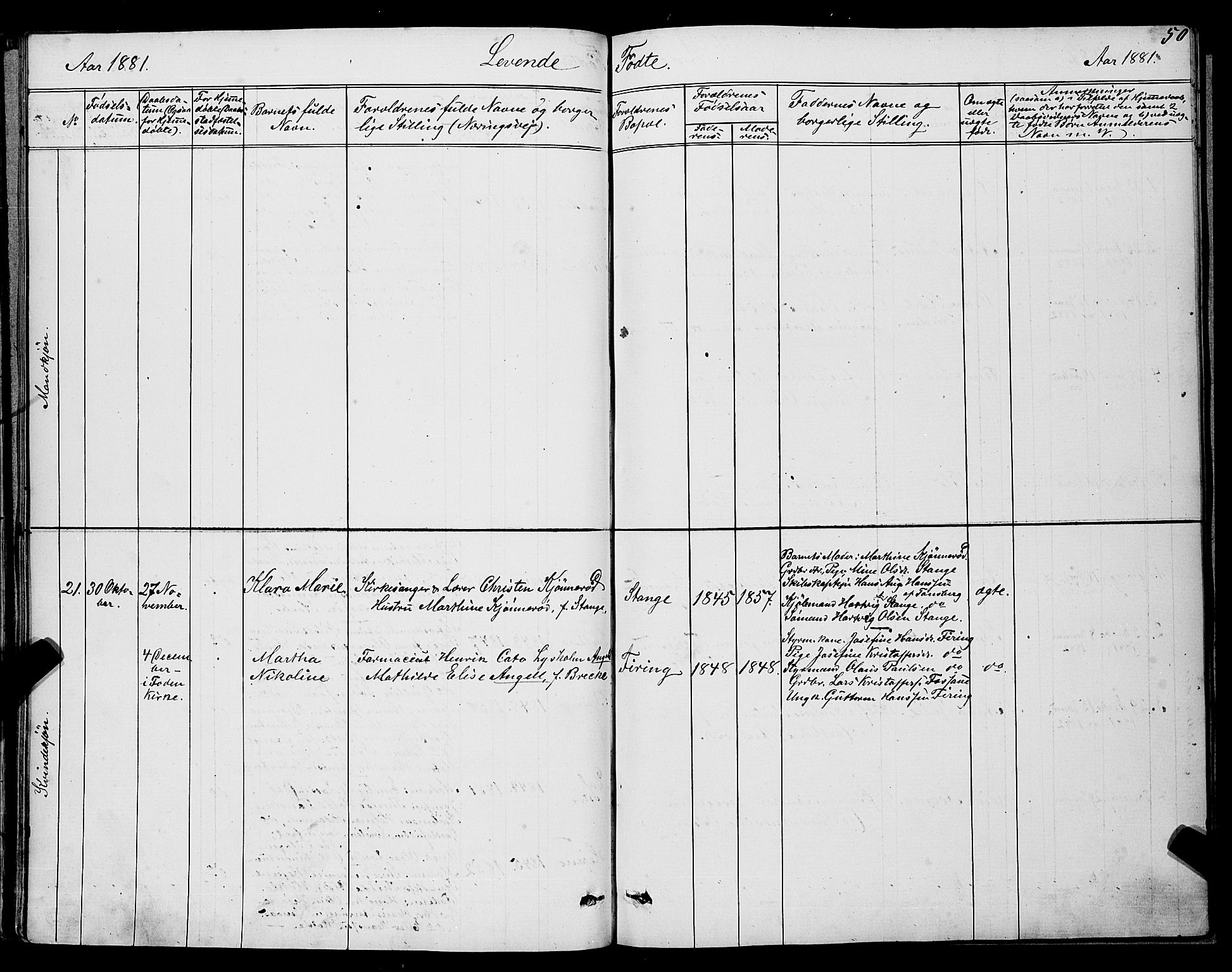 Ramnes kirkebøker, SAKO/A-314/G/Ga/L0003: Parish register (copy) no. I 3, 1870-1896, p. 50