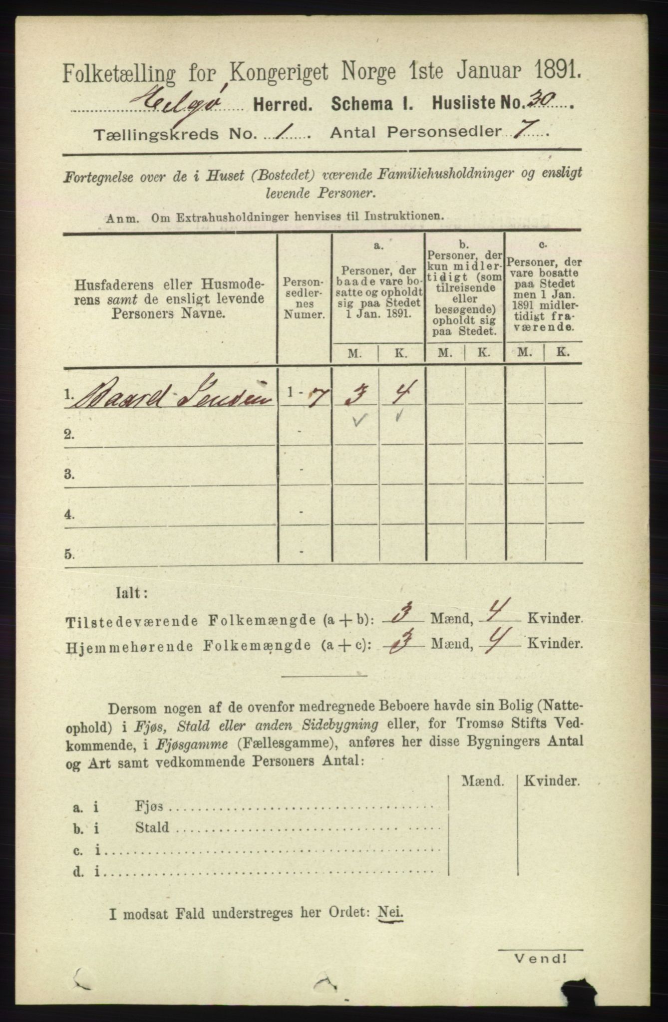 RA, 1891 census for 1935 Helgøy, 1891, p. 43