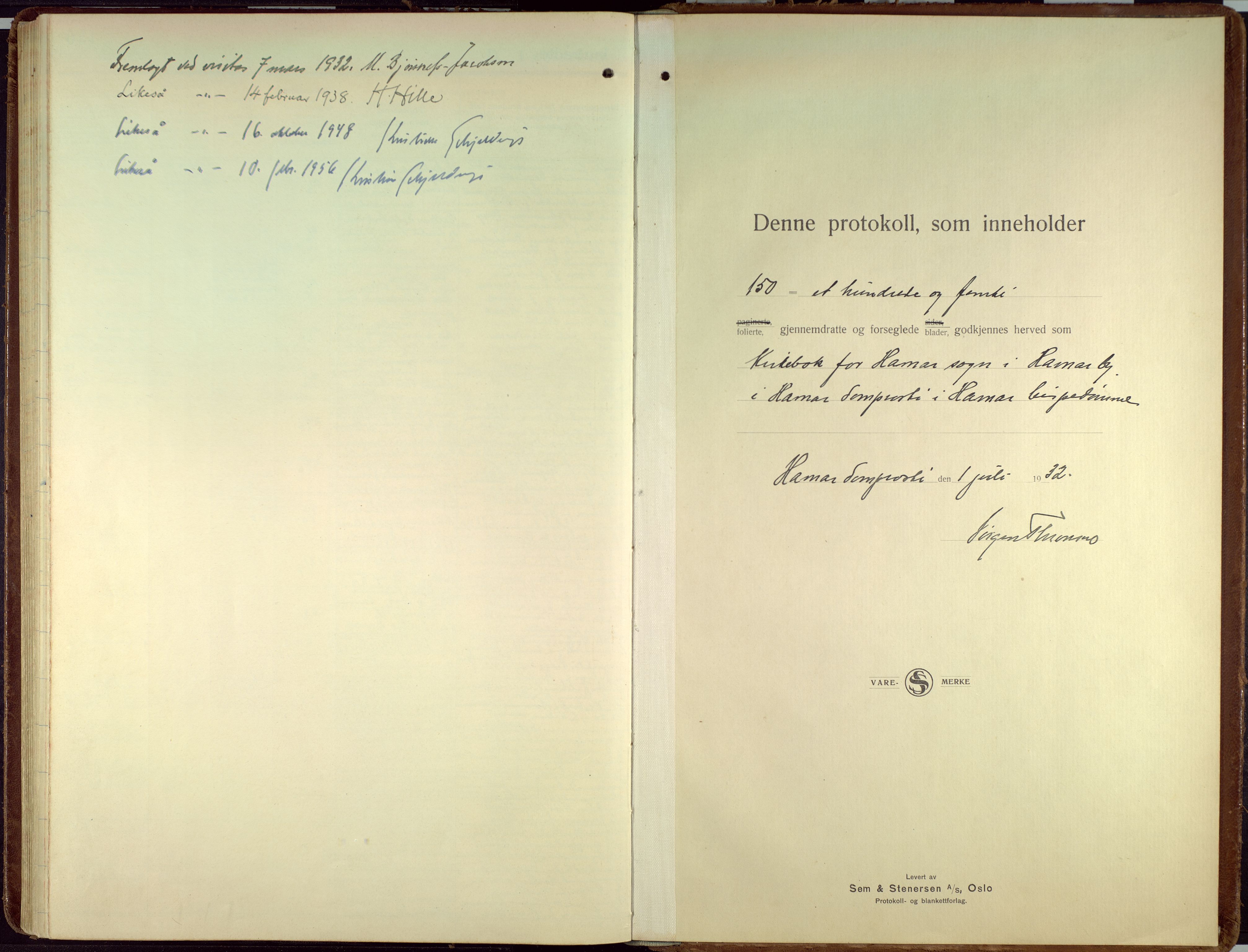 Hamar prestekontor, SAH/DOMPH-002/H/Ha/Haa/L0006: Parish register (official) no. 6, 1931-1953