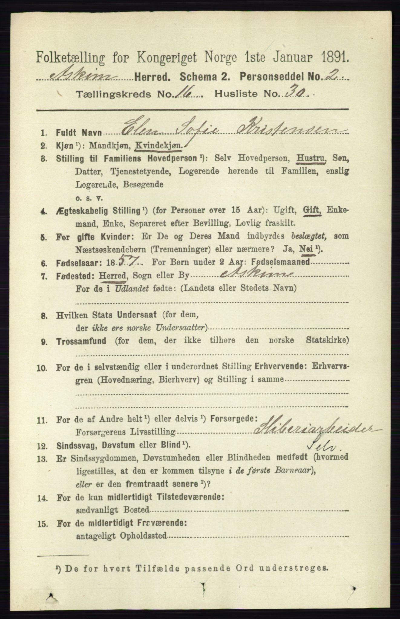 RA, 1891 census for 0124 Askim, 1891, p. 2813