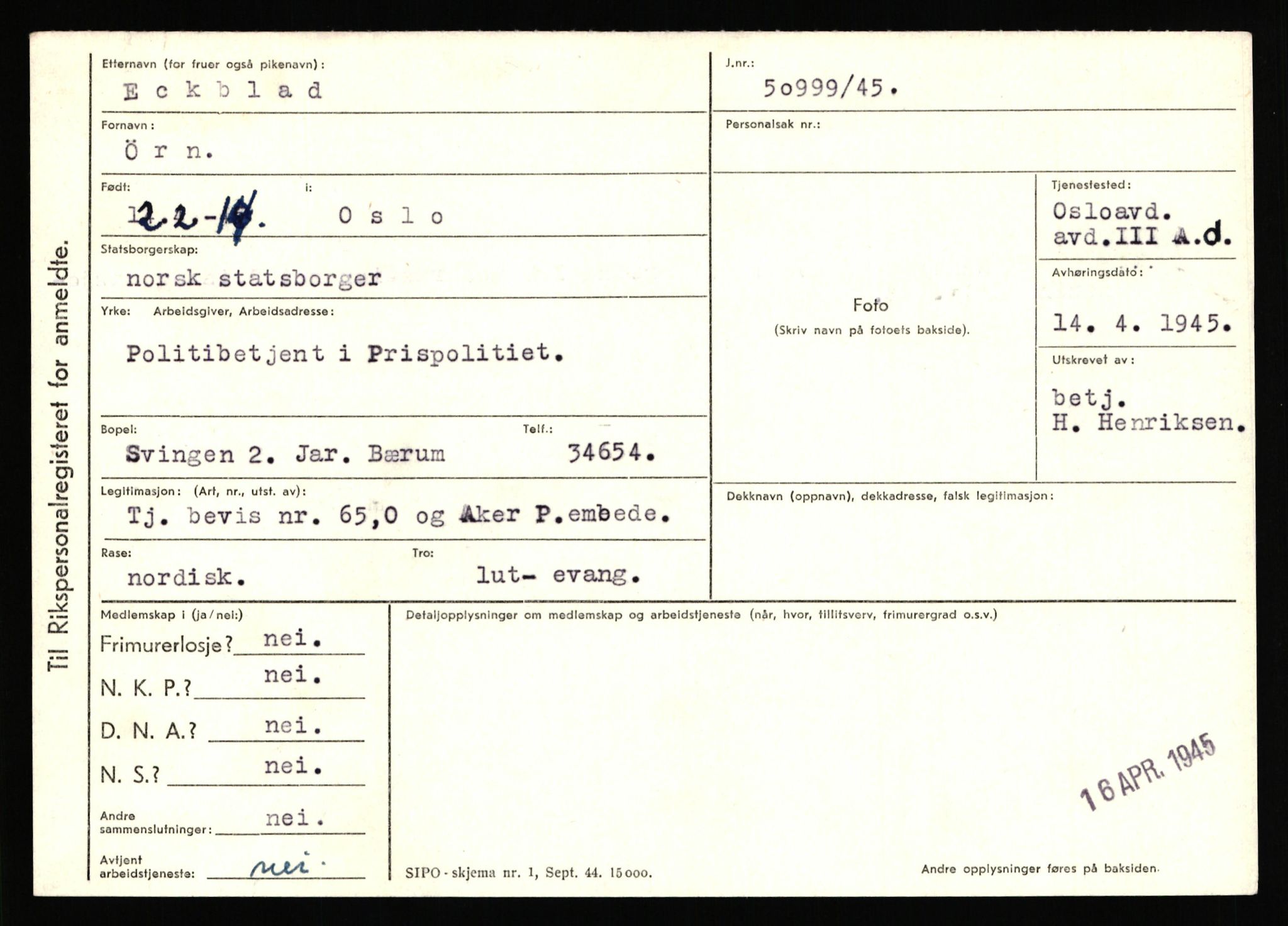 Statspolitiet - Hovedkontoret / Osloavdelingen, AV/RA-S-1329/C/Ca/L0003: Brechan - Eichinger	, 1943-1945, p. 4617