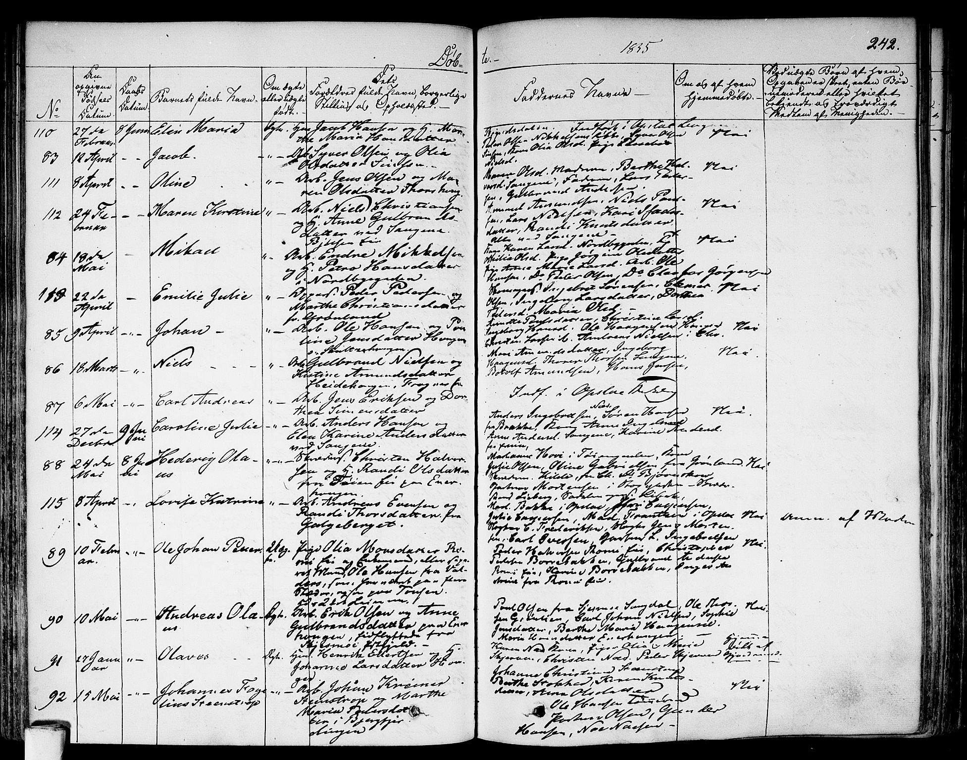Aker prestekontor kirkebøker, SAO/A-10861/F/L0013: Parish register (official) no. 13, 1828-1837, p. 242