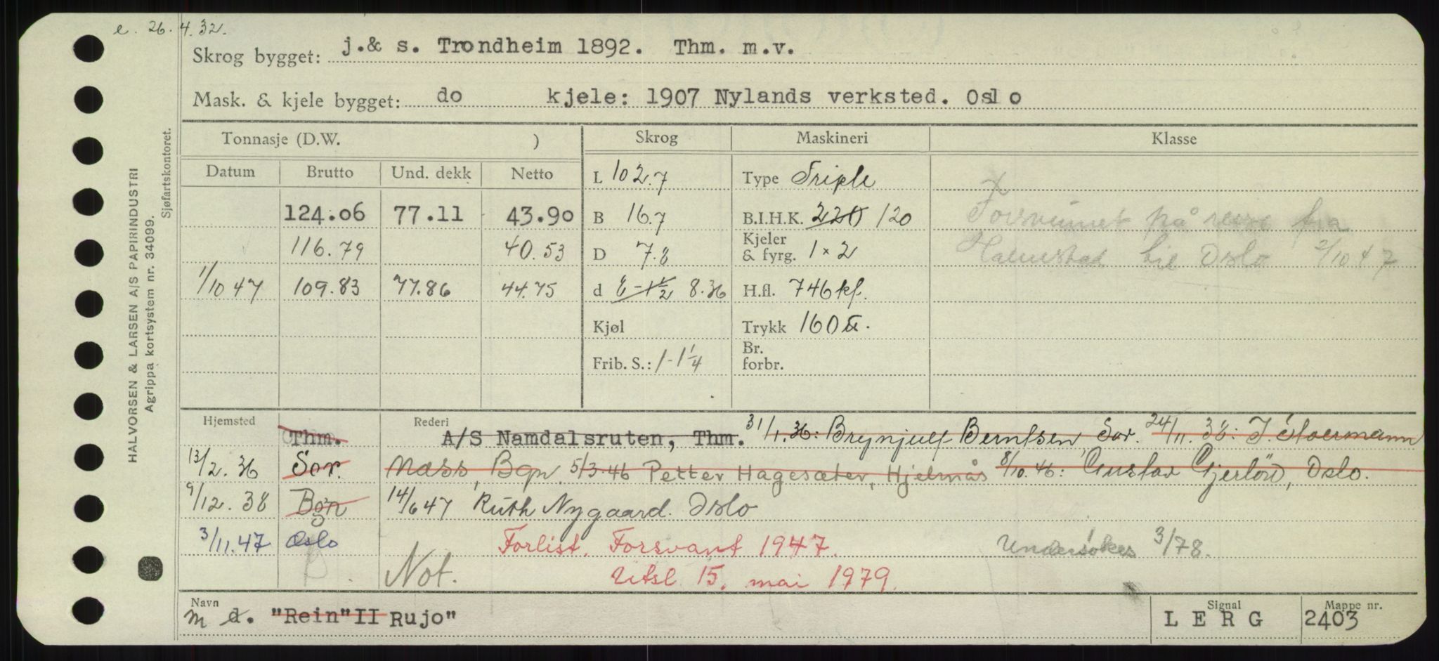 Sjøfartsdirektoratet med forløpere, Skipsmålingen, RA/S-1627/H/Hd/L0031: Fartøy, Rju-Sam, p. 291