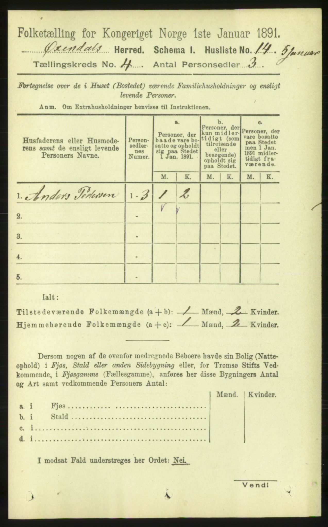 RA, 1891 census for 1561 Øksendal, 1891, p. 822