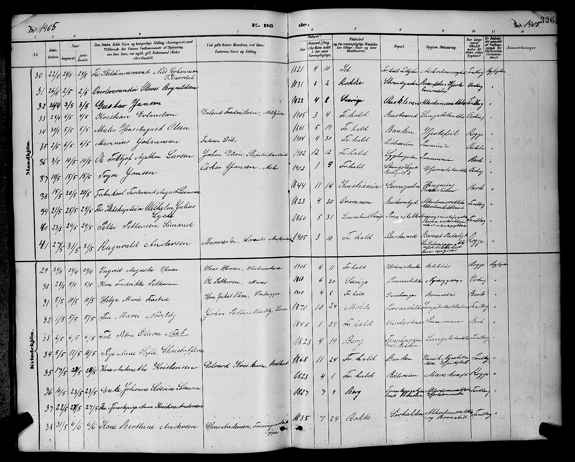 Halden prestekontor Kirkebøker, SAO/A-10909/G/Ga/L0009: Parish register (copy) no. 9, 1885-1908, p. 326