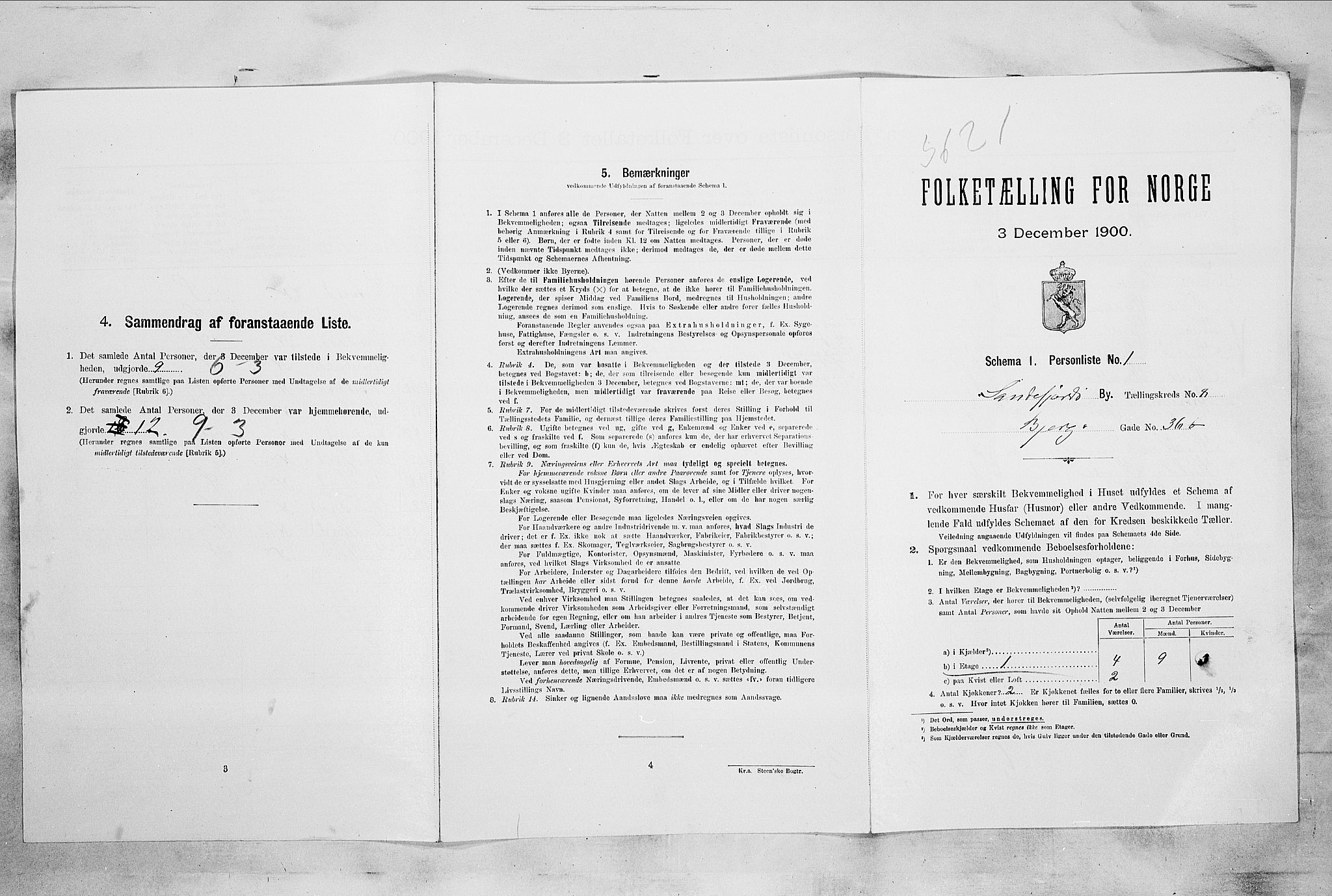 RA, 1900 census for Sandefjord, 1900, p. 2078