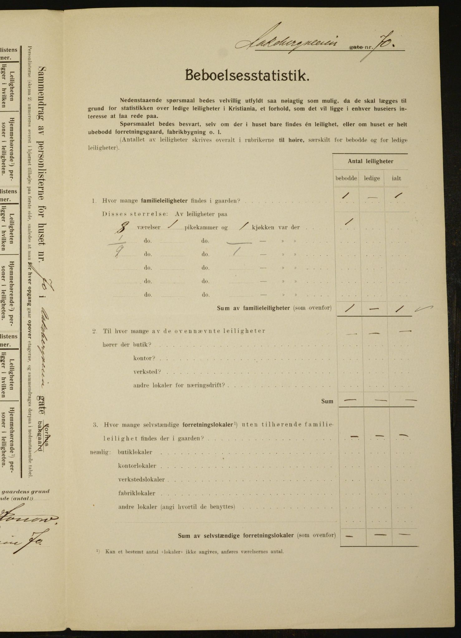 OBA, Municipal Census 1910 for Kristiania, 1910, p. 124152