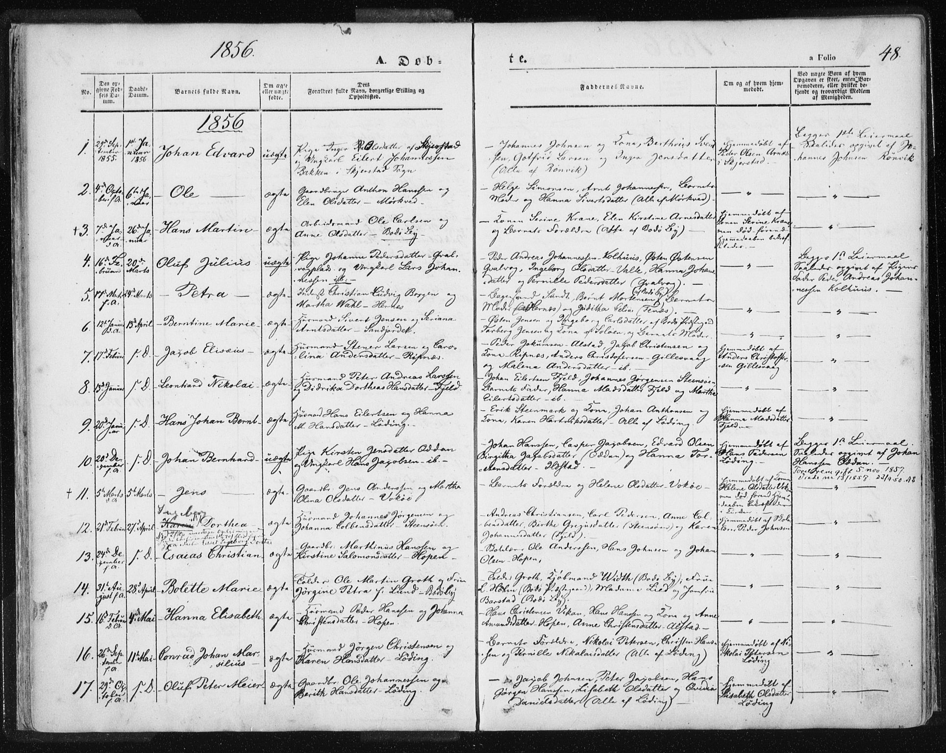 Ministerialprotokoller, klokkerbøker og fødselsregistre - Nordland, AV/SAT-A-1459/801/L0007: Parish register (official) no. 801A07, 1845-1863, p. 48