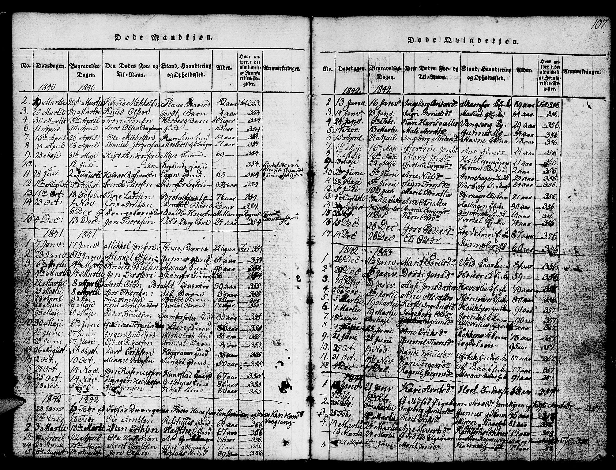 Ministerialprotokoller, klokkerbøker og fødselsregistre - Sør-Trøndelag, SAT/A-1456/674/L0874: Parish register (copy) no. 674C01, 1816-1860, p. 107