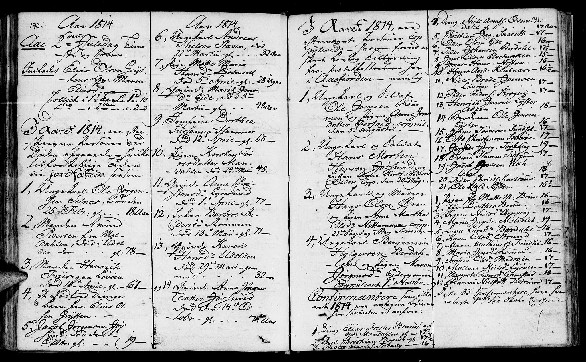Ministerialprotokoller, klokkerbøker og fødselsregistre - Sør-Trøndelag, SAT/A-1456/655/L0674: Parish register (official) no. 655A03, 1802-1826, p. 190-191