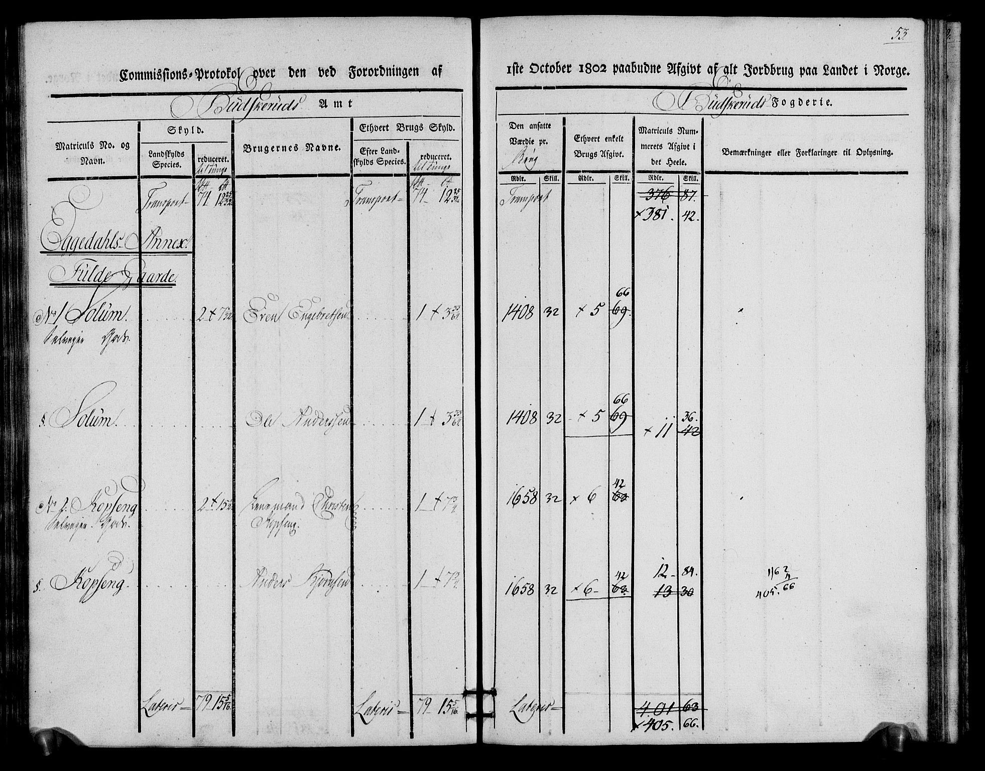 Rentekammeret inntil 1814, Realistisk ordnet avdeling, RA/EA-4070/N/Ne/Nea/L0060: Buskerud fogderi. Kommisjonsprotokoll for Sigdal prestegjeld, 1803, p. 53