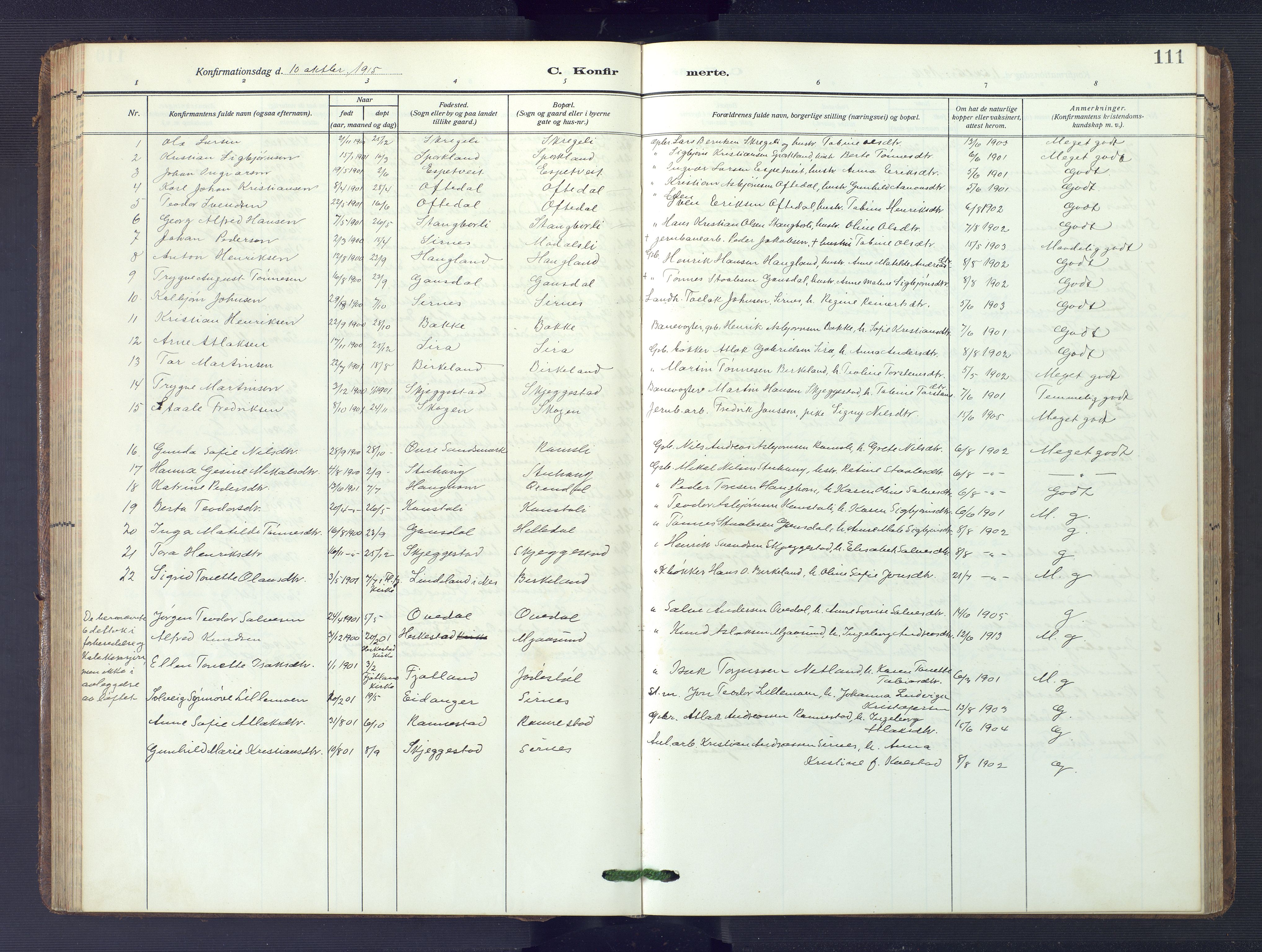 Bakke sokneprestkontor, SAK/1111-0002/F/Fb/Fba/L0004: Parish register (copy) no. B 4, 1911-1946, p. 111