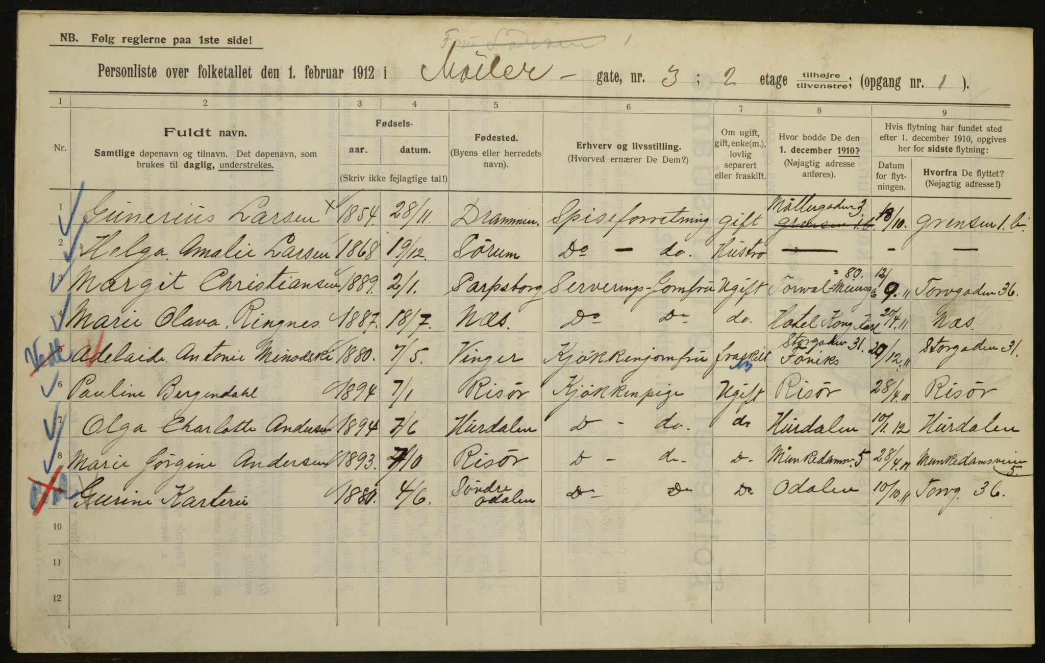 OBA, Municipal Census 1912 for Kristiania, 1912, p. 68951