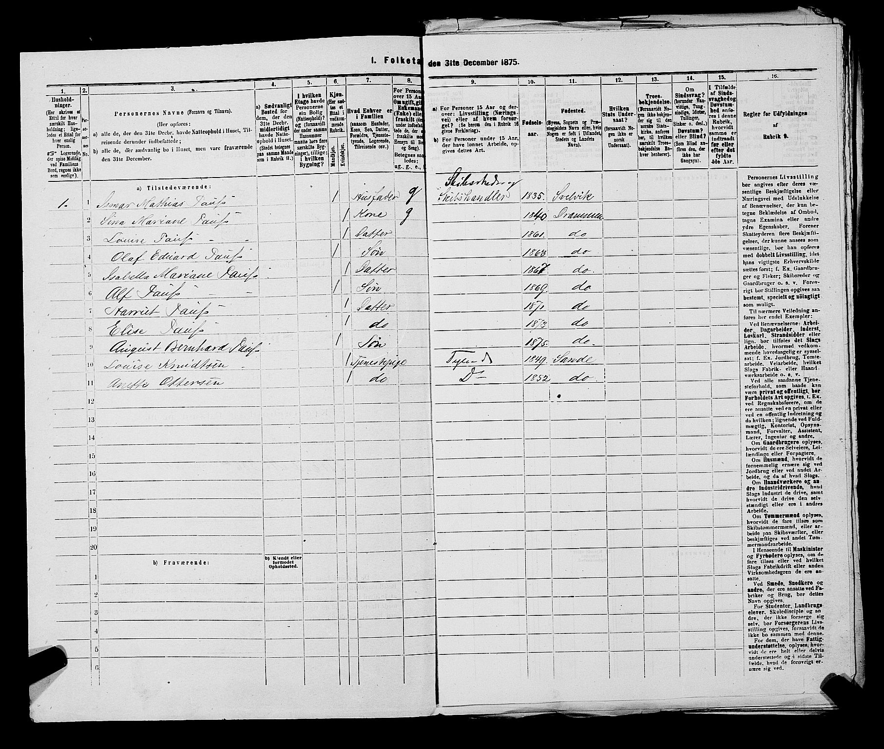 SAKO, 1875 census for 0602 Drammen, 1875, p. 3535