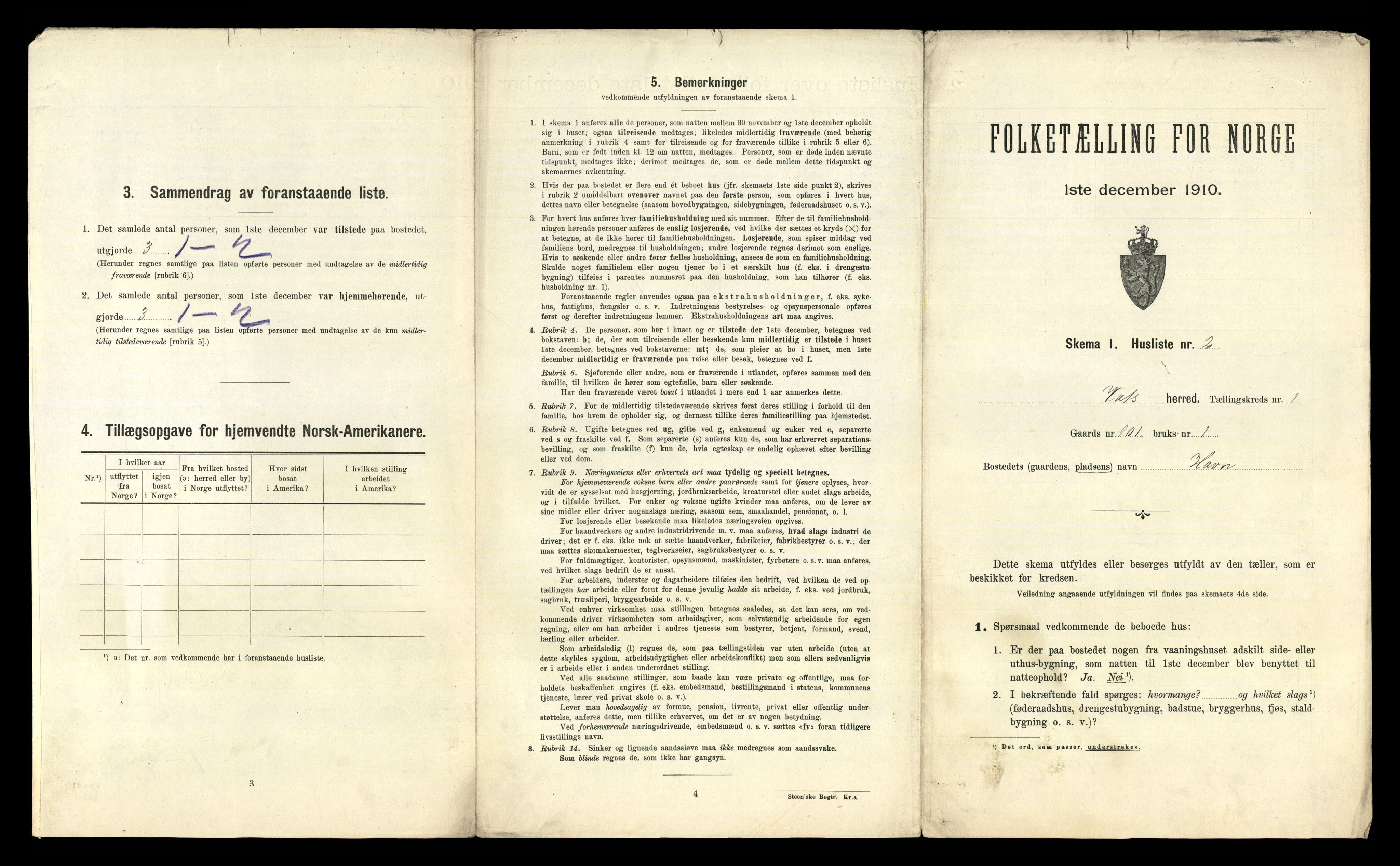 RA, 1910 census for Vats, 1910, p. 30