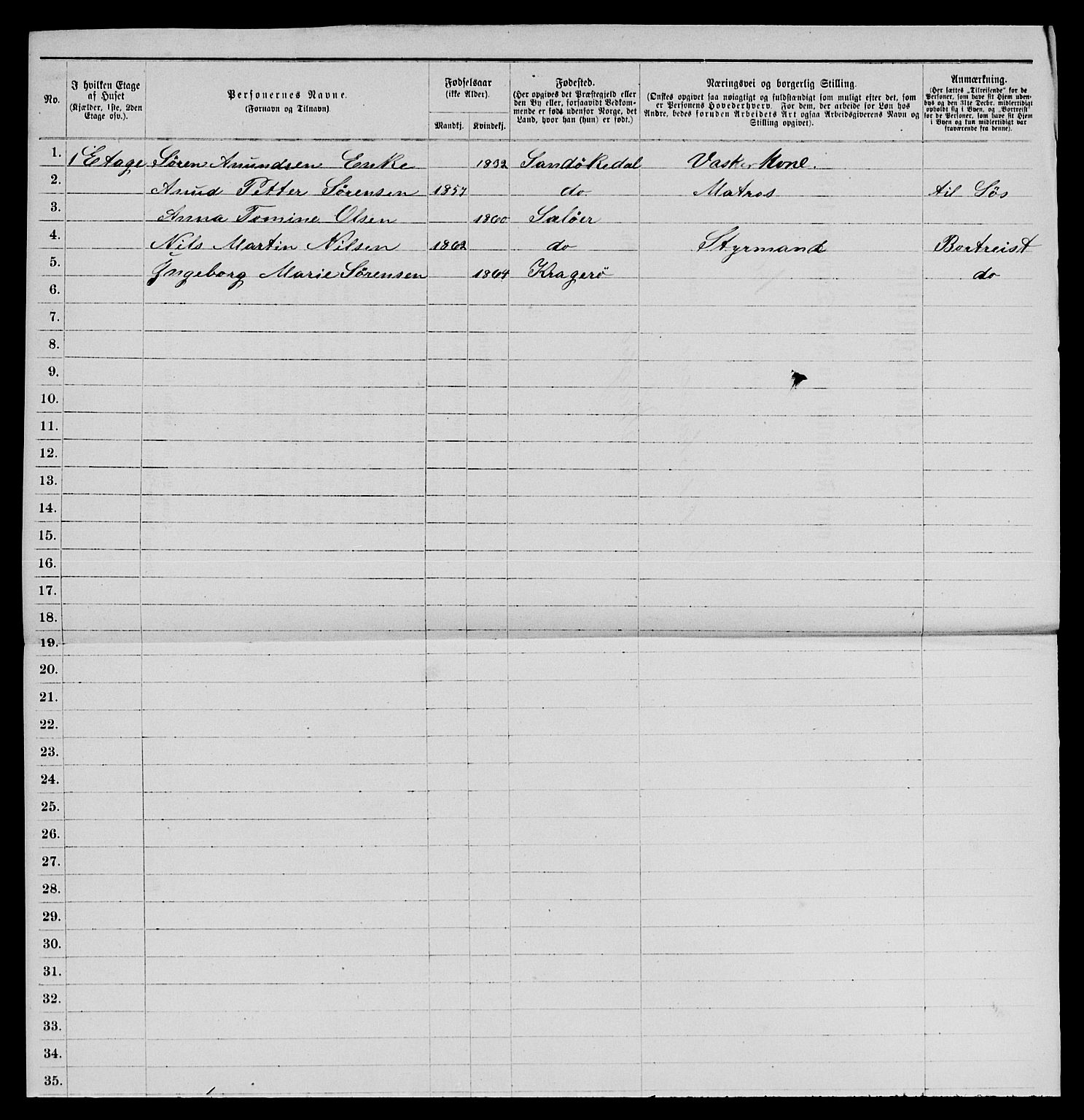 SAKO, 1885 census for 0801 Kragerø, 1885, p. 392